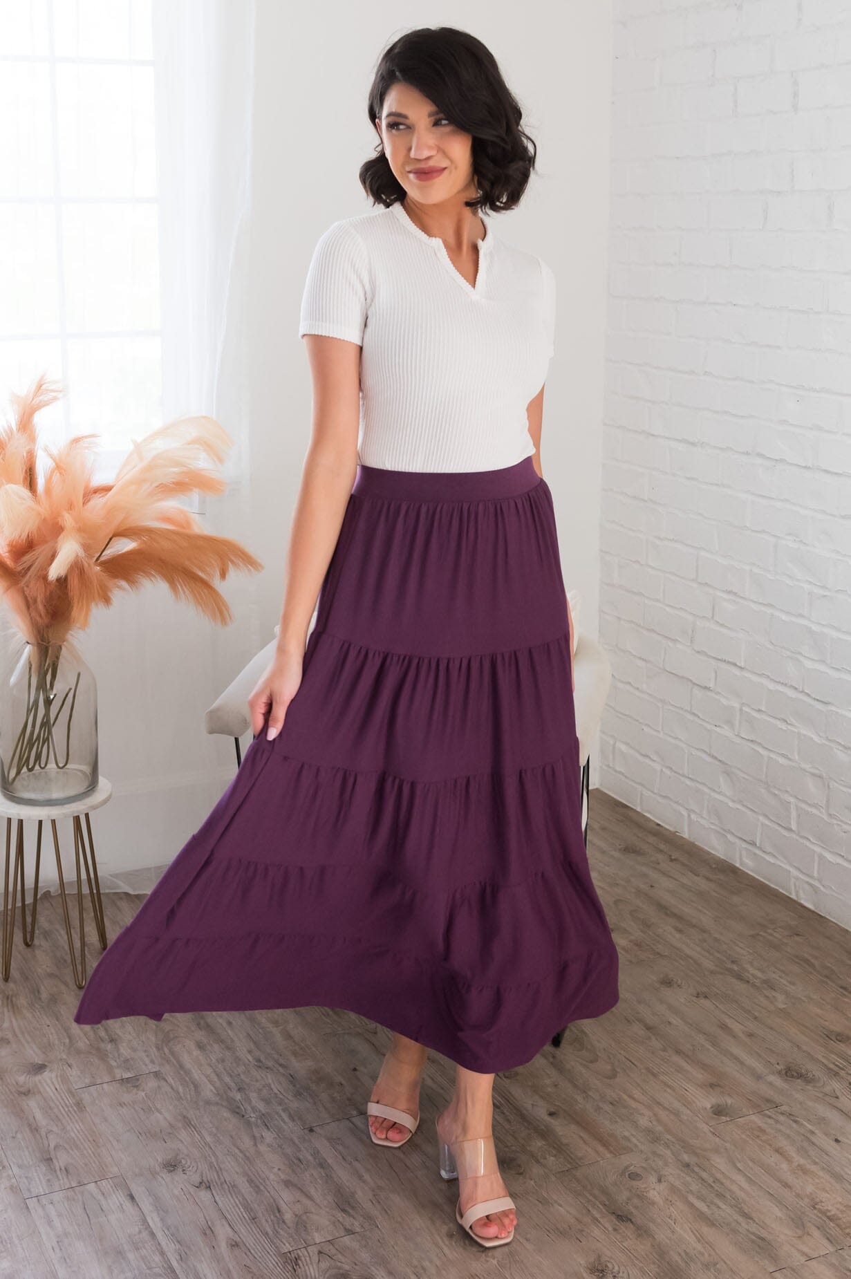 Giving Heart Modest Tiered Skirt Skirts vendor-unknown 