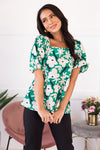 Fields Of Green Floral Blouse Modest Dresses vendor-unknown