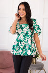 Fields Of Green Floral Blouse Modest Dresses vendor-unknown 