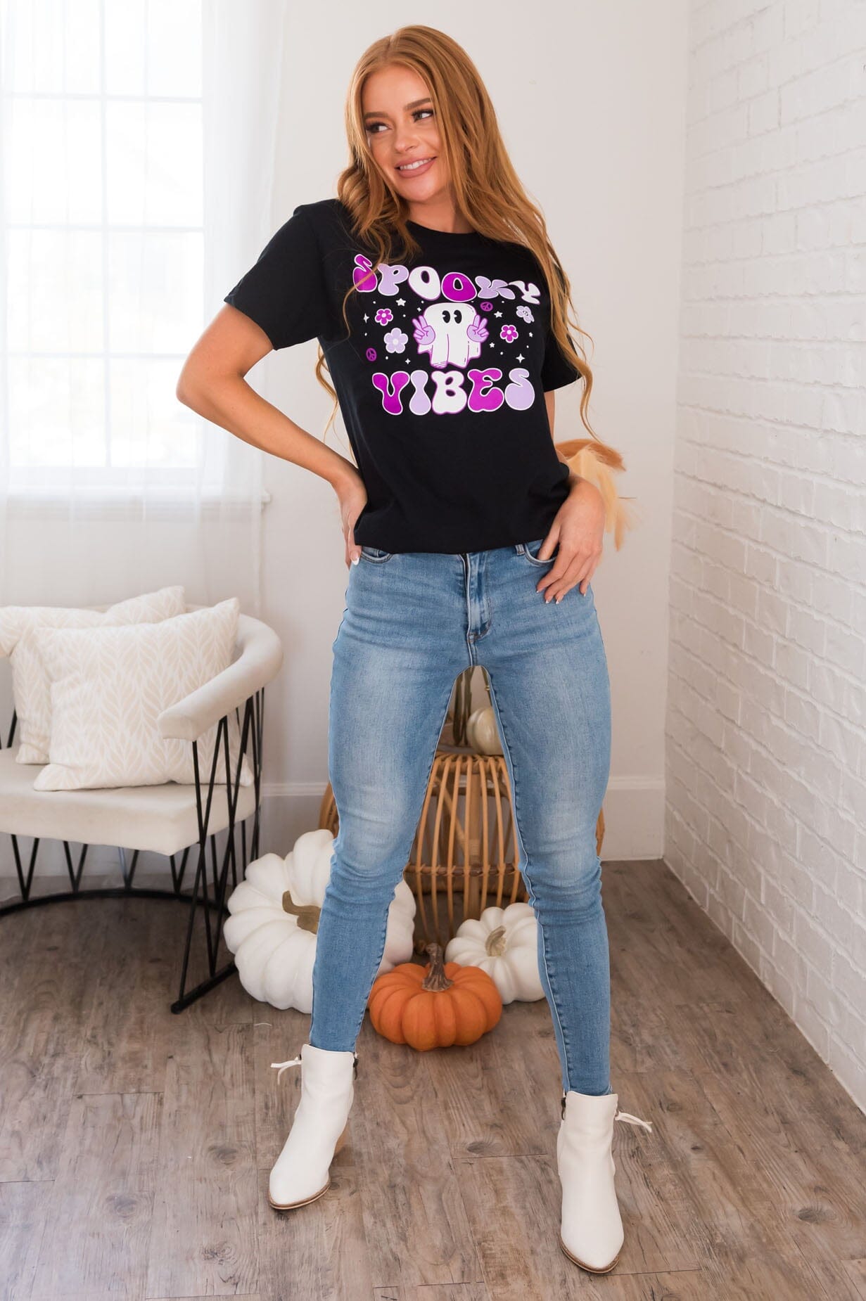 Spooky Vibes Modest Graphic Tee Modest Dresses vendor-unknown 