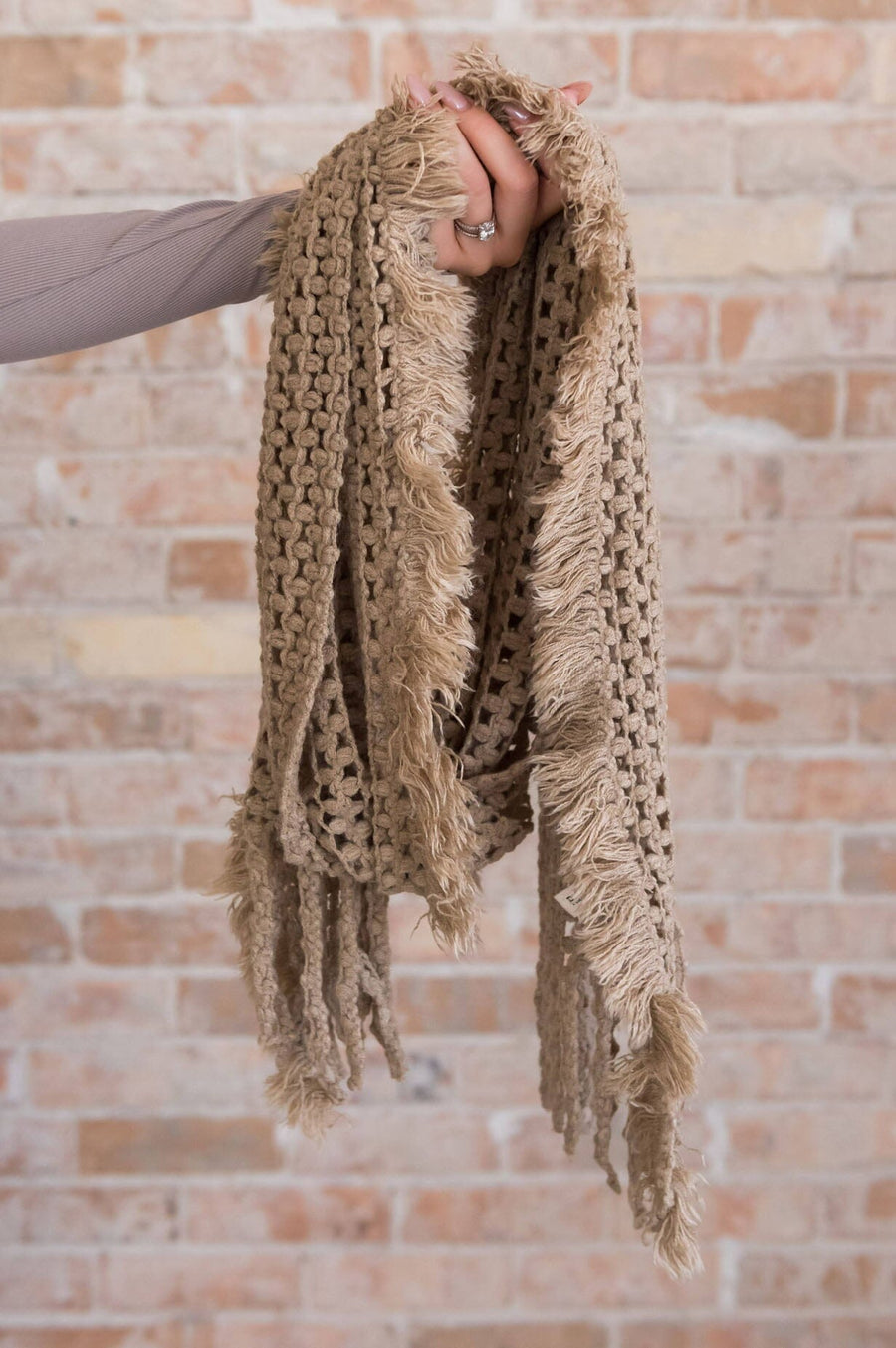 Very Merry Fringe Knit Scarf Accessories & Shoes Leto Accessories 