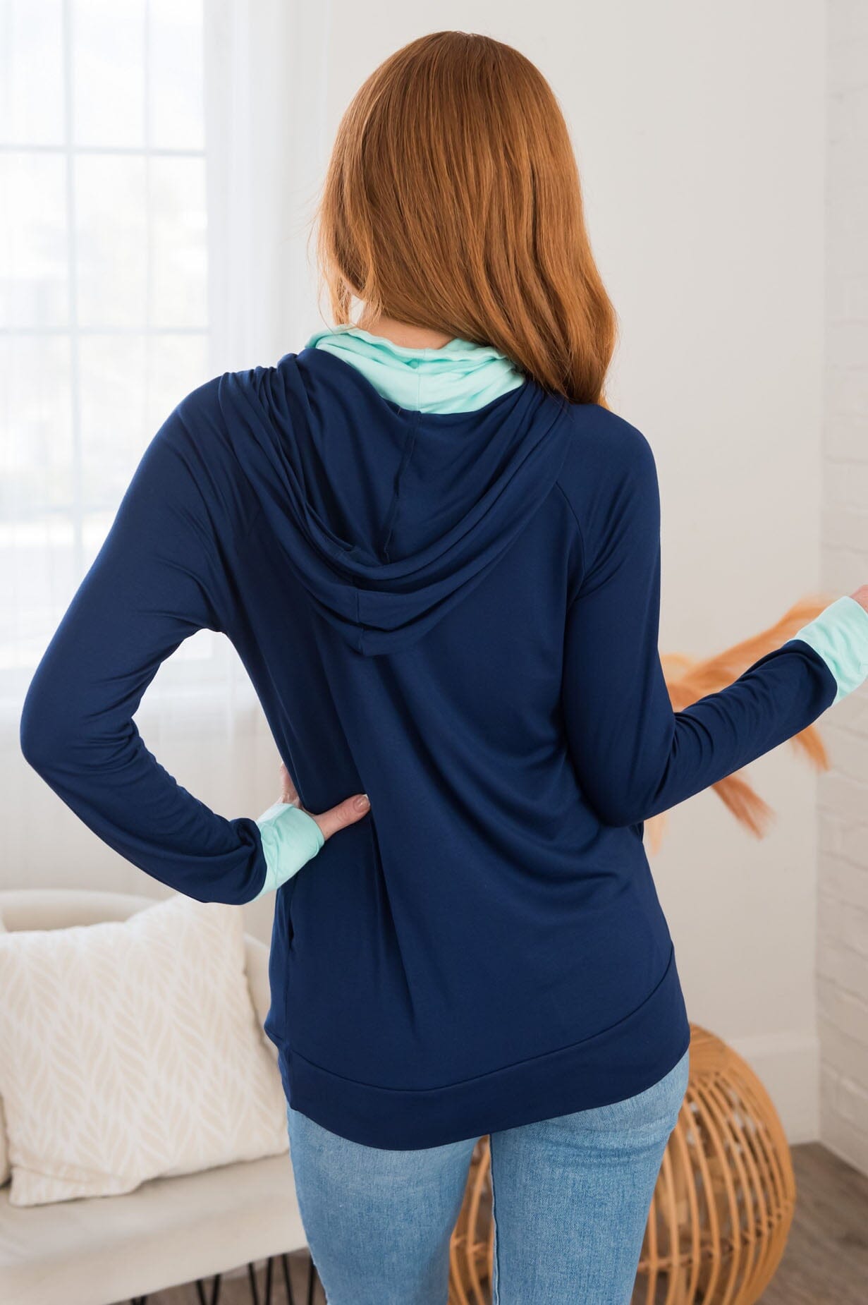 Great Abundance Modest Lightweight Hoodie Tops vendor-unknown 