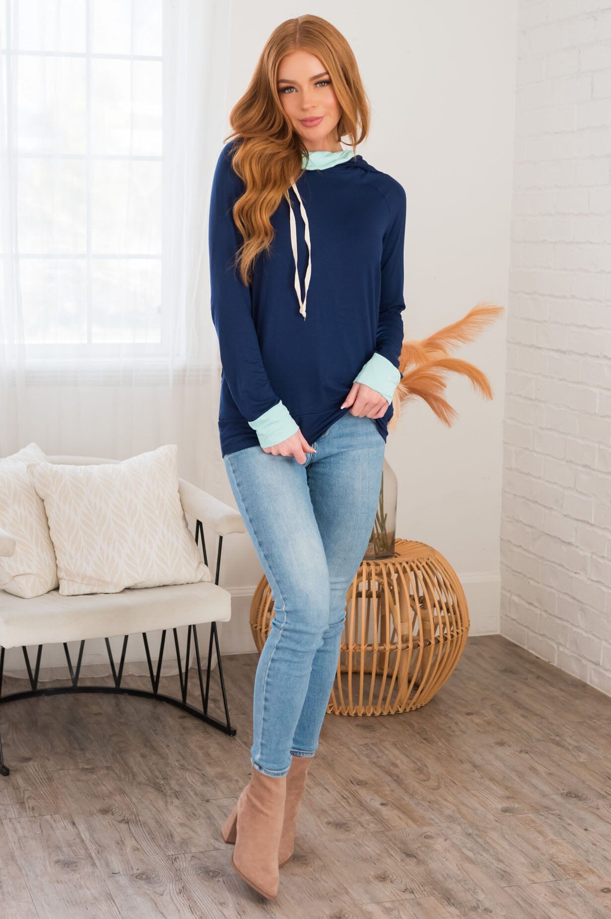 Great Abundance Modest Lightweight Hoodie Tops vendor-unknown 