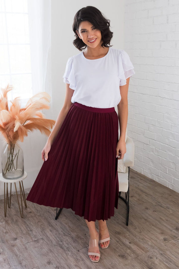 Modest 2-Piece Luxe Pleated Skirt Set