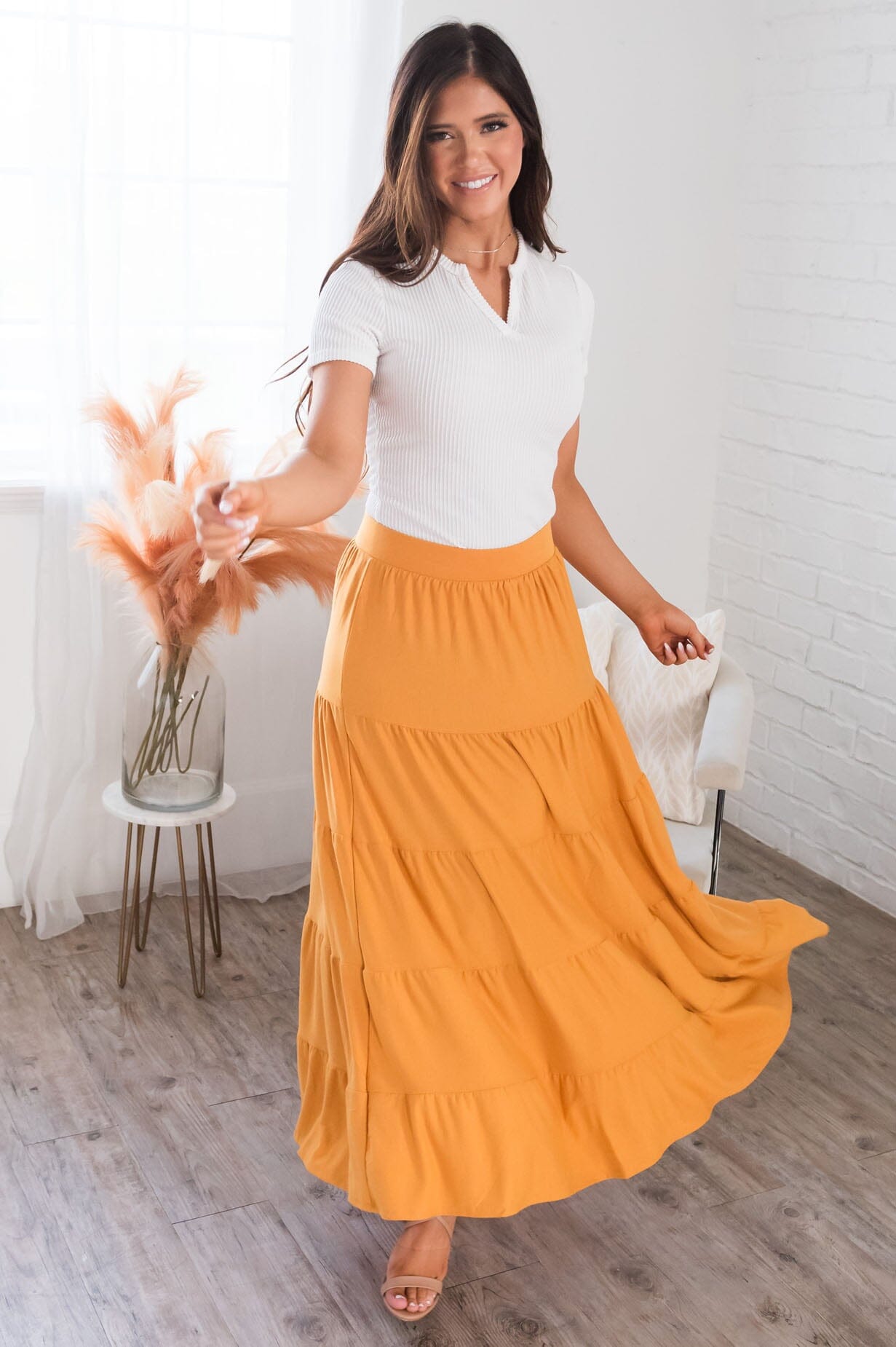 Giving Heart Modest Tiered Skirt Skirts vendor-unknown 