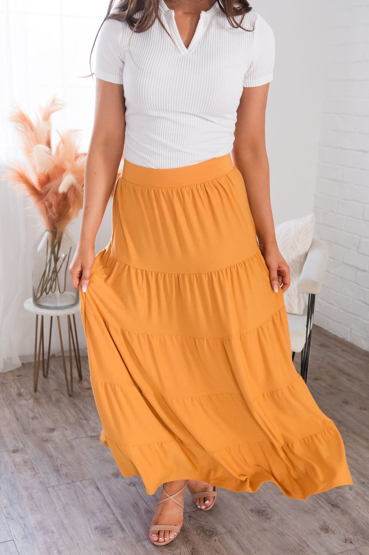 Giving Heart Modest Tiered Skirt Skirts vendor-unknown 