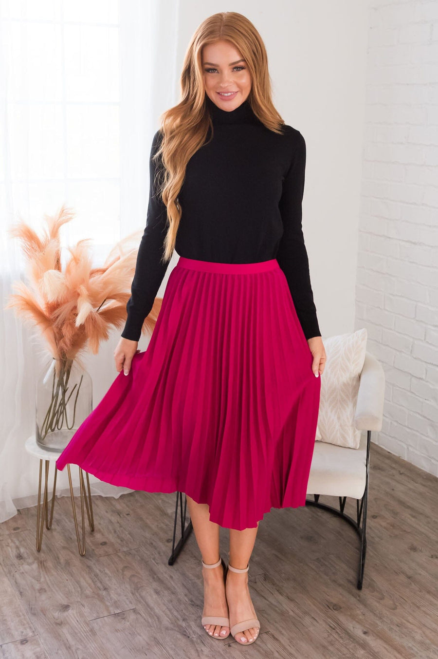 Searching For You Modest Pleat Skirt Skirts vendor-unknown 