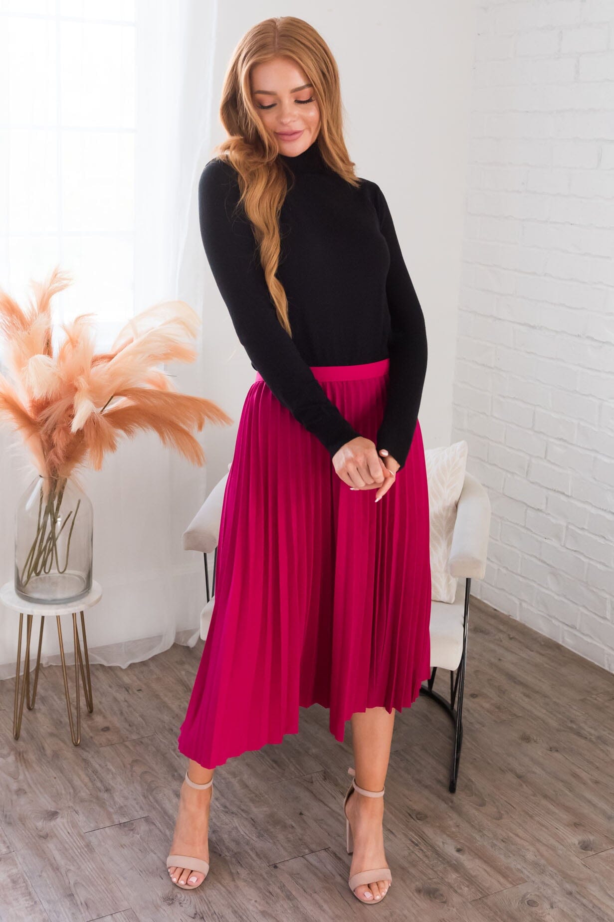 Searching For You Modest Pleat Skirt Skirts vendor-unknown 