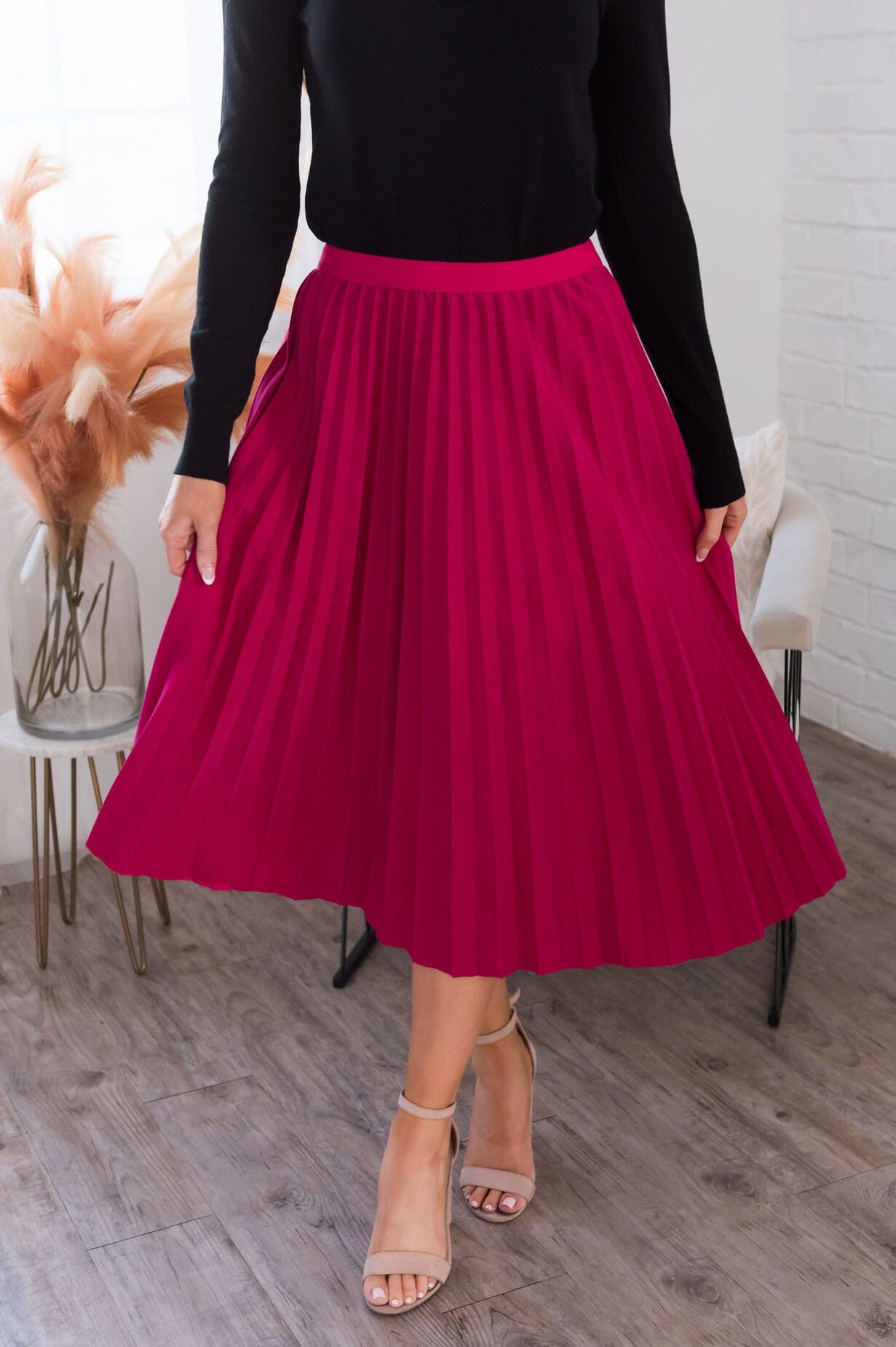 Searching For You Modest Pleat Skirt Skirts vendor-unknown 