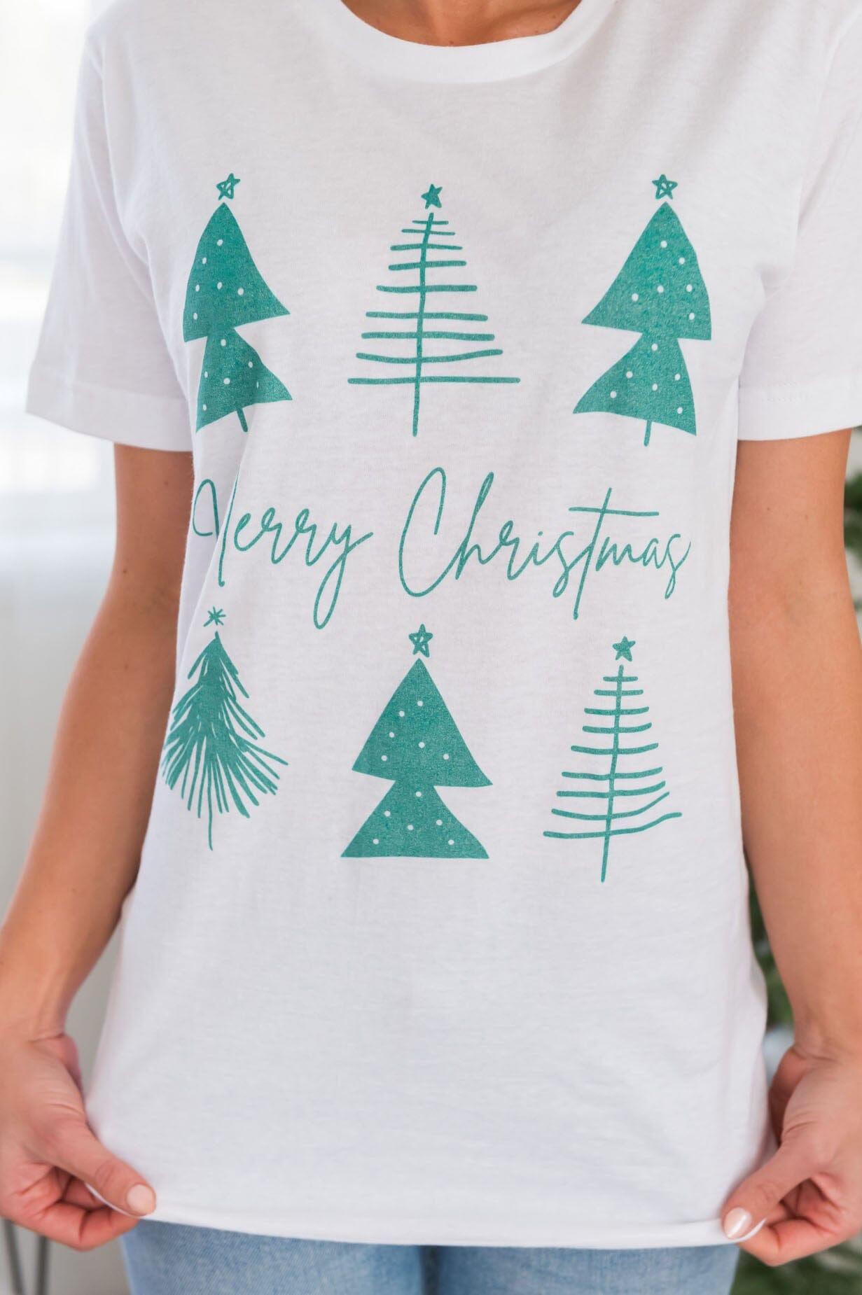 Merry Christmas Trees Modest Graphic Tee Modest Dresses vendor-unknown 