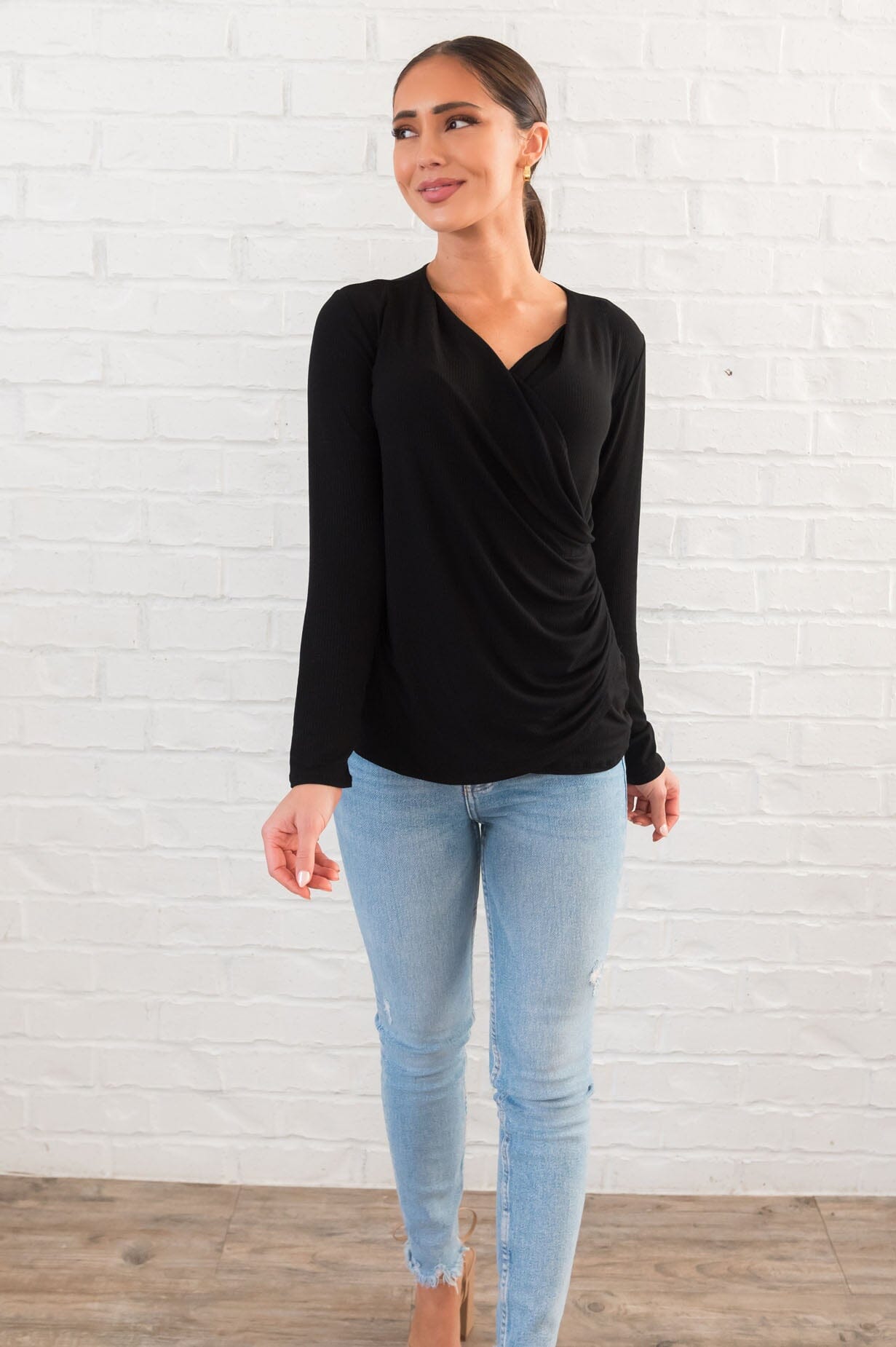 Double Crossed Modest Ribbed Top Tops vendor-unknown 
