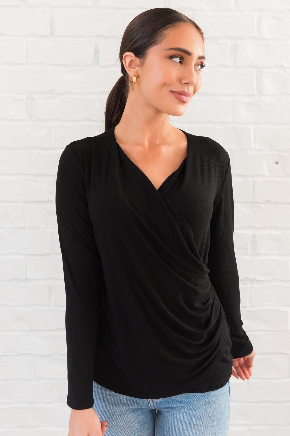 Double Crossed Modest Ribbed Top Tops vendor-unknown 