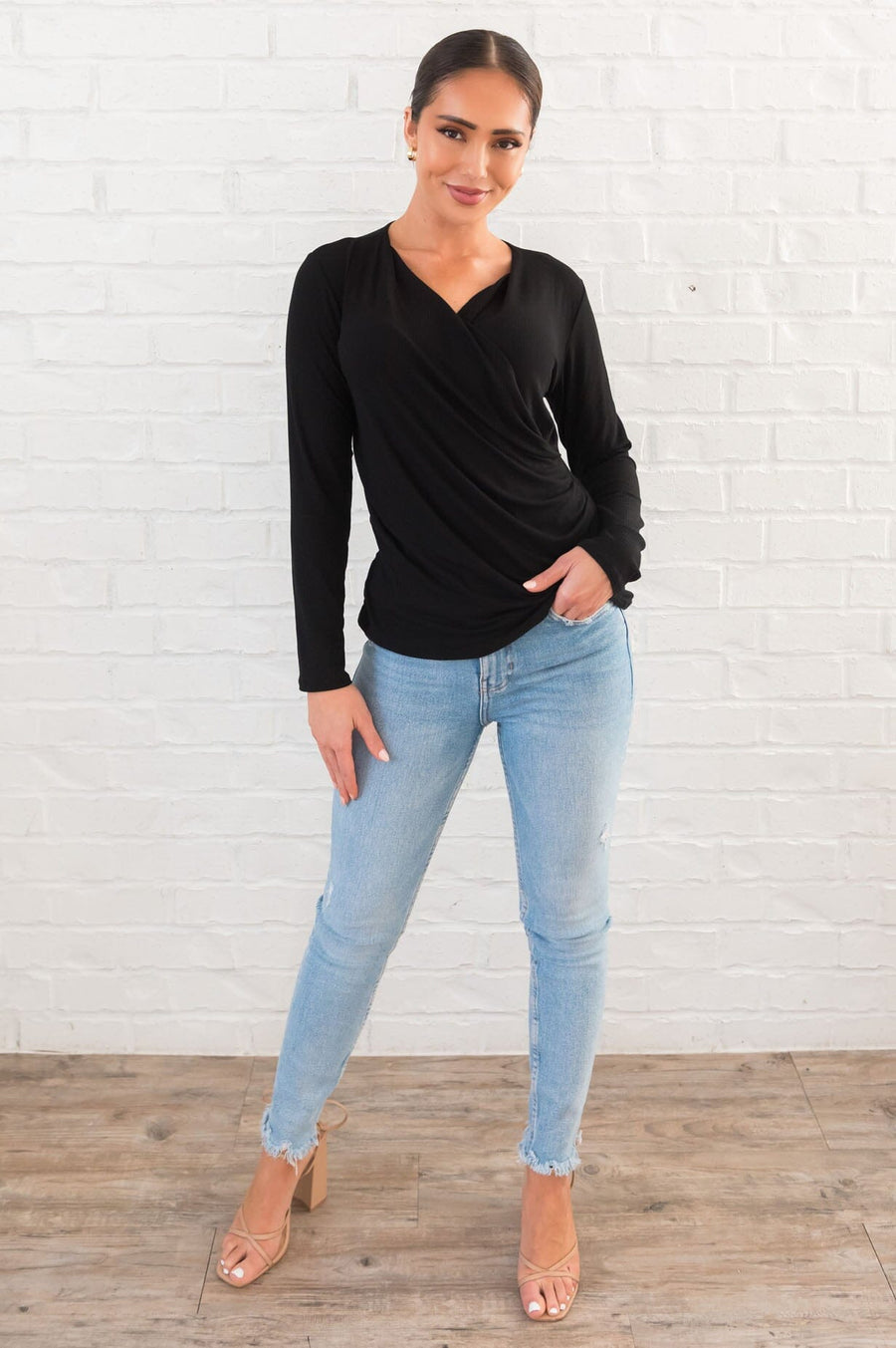 Double Crossed Modest Ribbed Top Tops vendor-unknown 