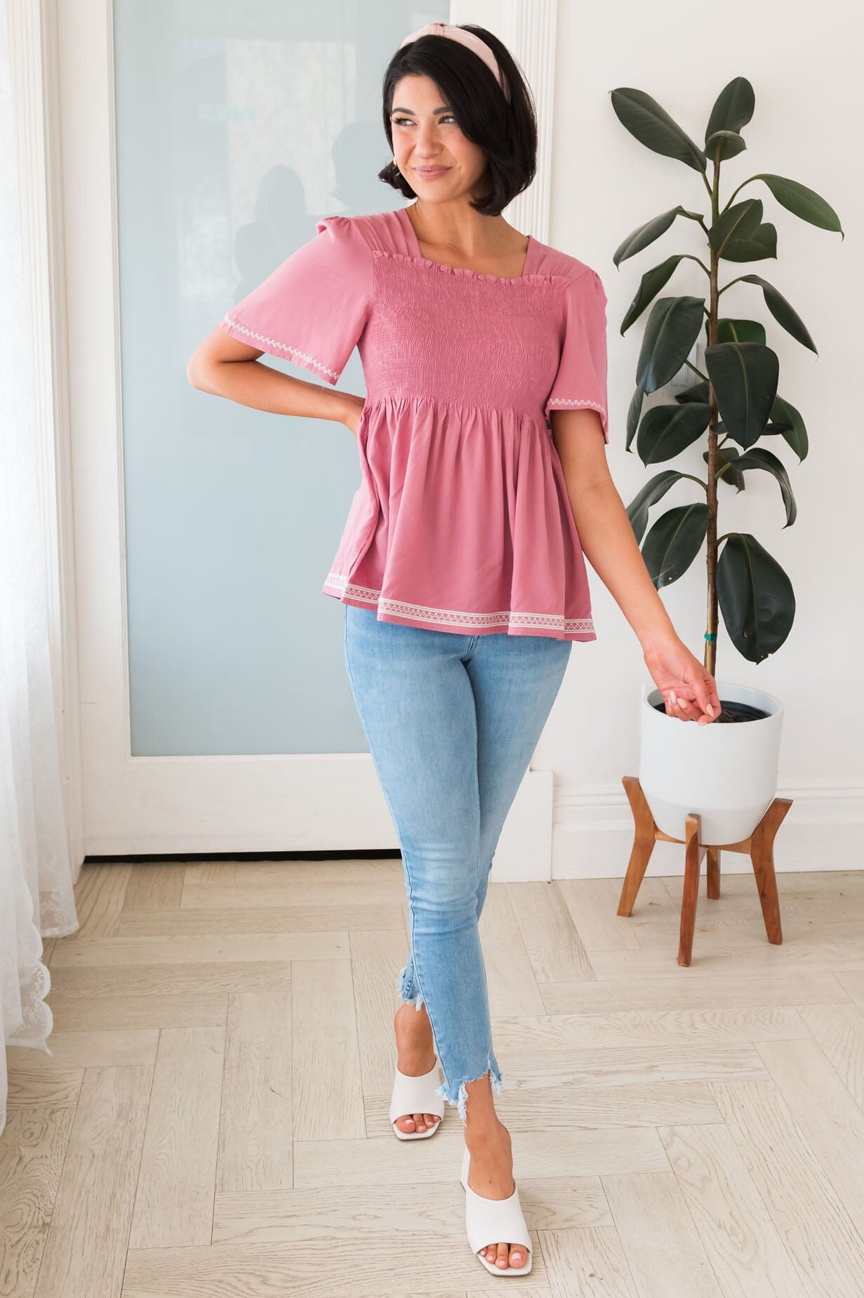 Abundant Cheer Modest Peplum Blouse Tops vendor-unknown 