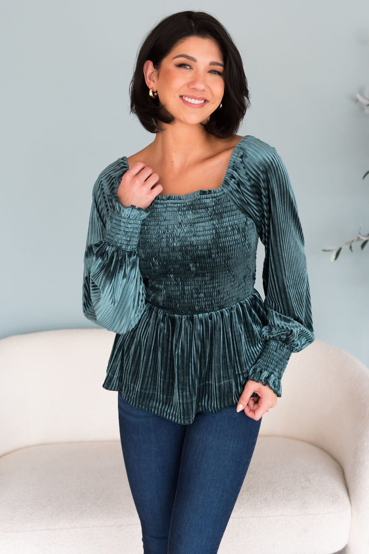 Ready For Anything Modest Peplum Top Modest Dresses vendor-unknown 