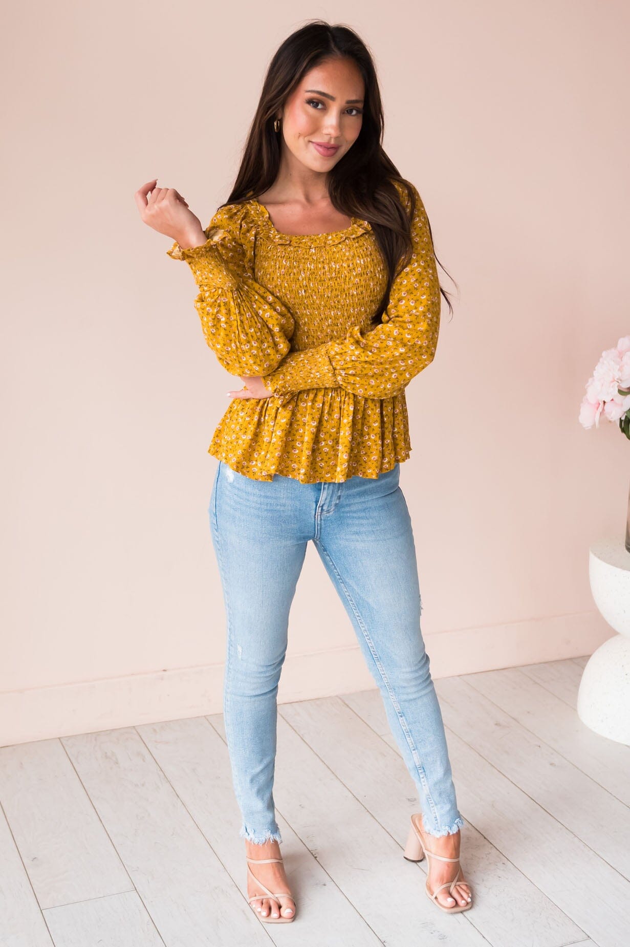 Happy & Carefree Modest Peplum Top Tops vendor-unknown 