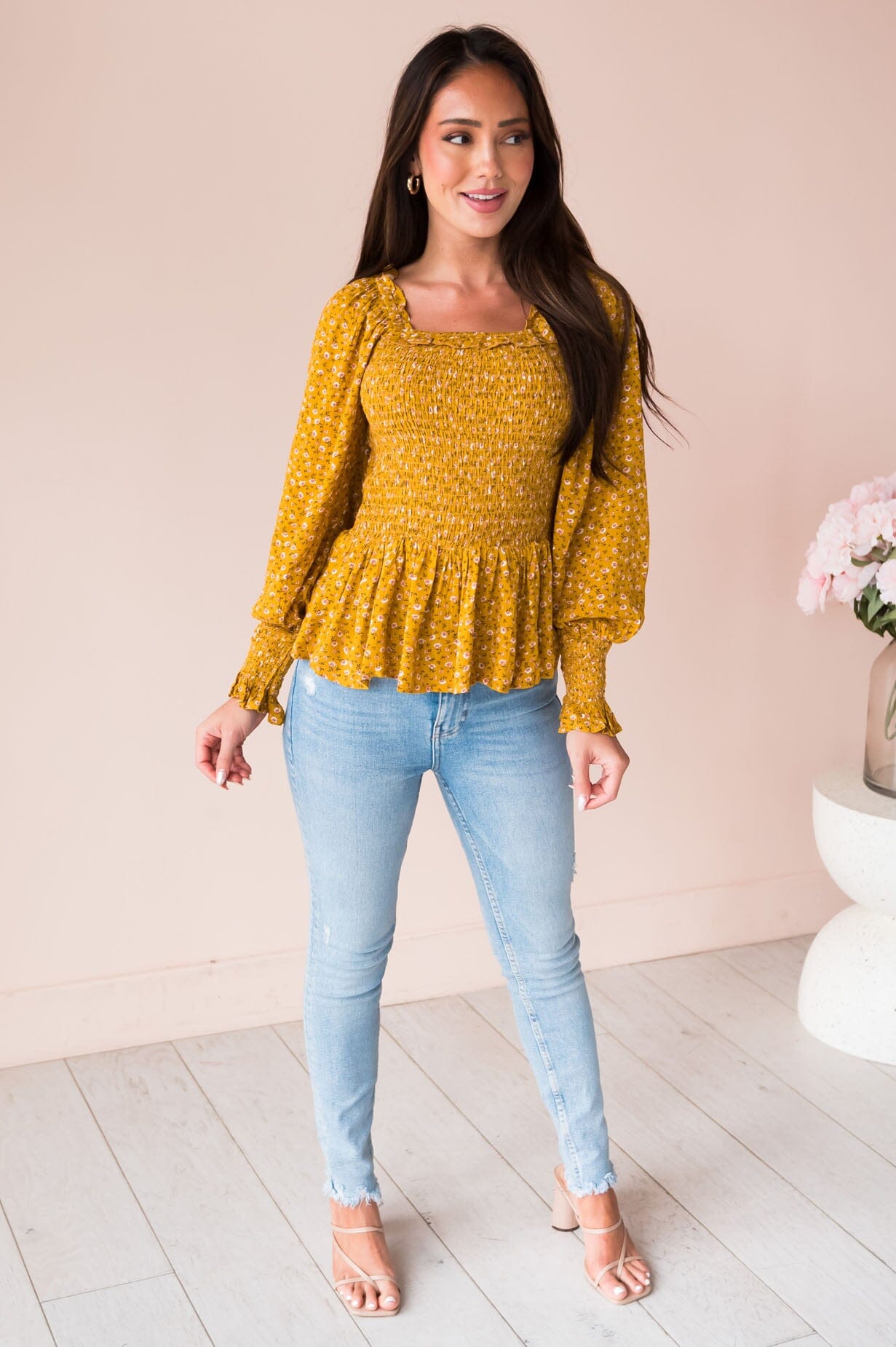 Happy & Carefree Modest Peplum Top Tops vendor-unknown 