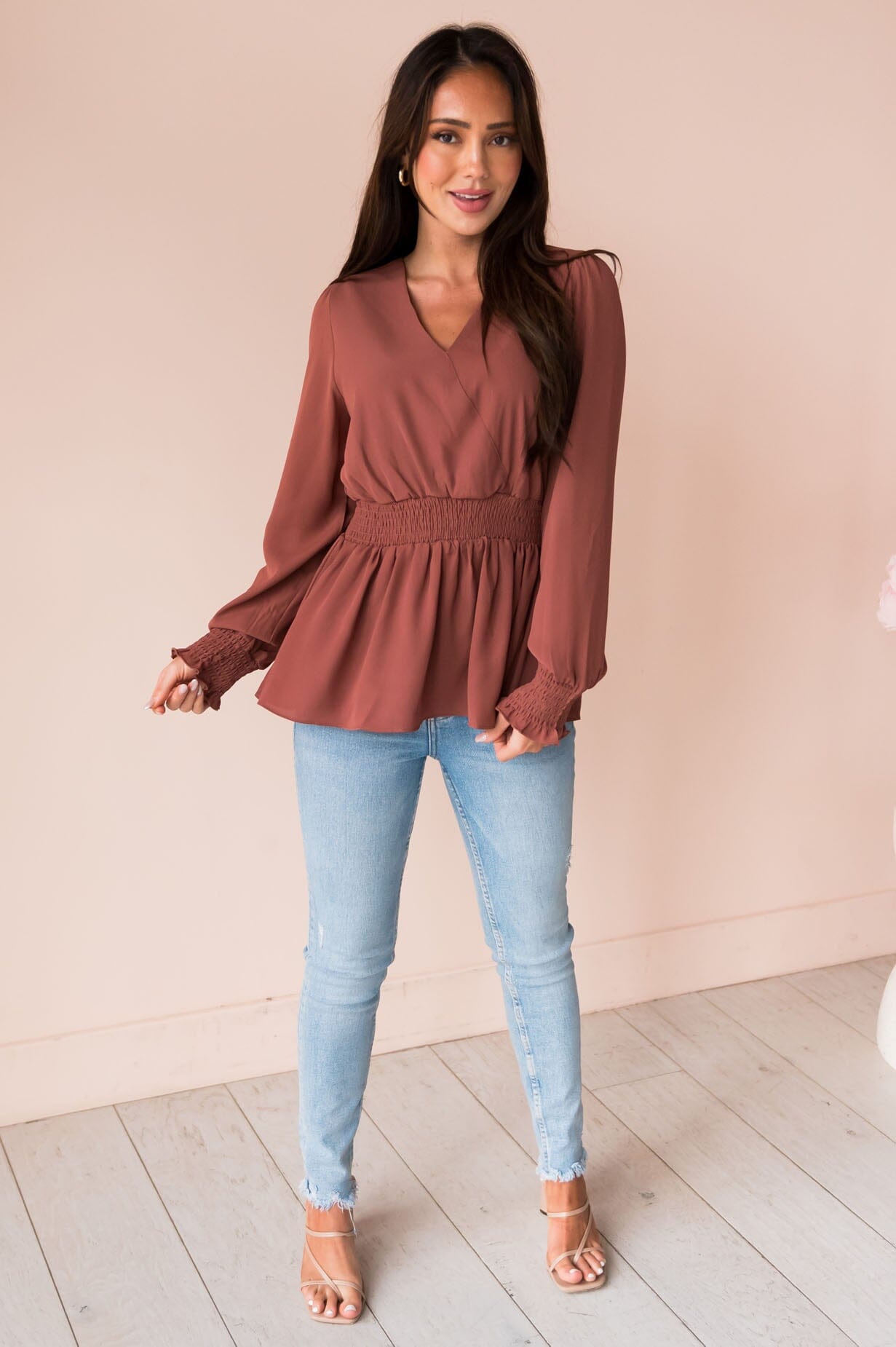 New Friends Modest Peplum Top Tops vendor-unknown 