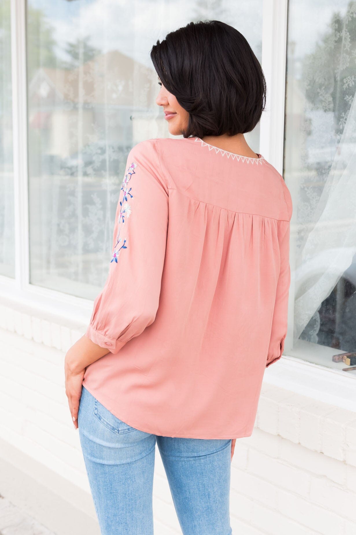 One Love Floral Embroidered Blouse Tops vendor-unknown 