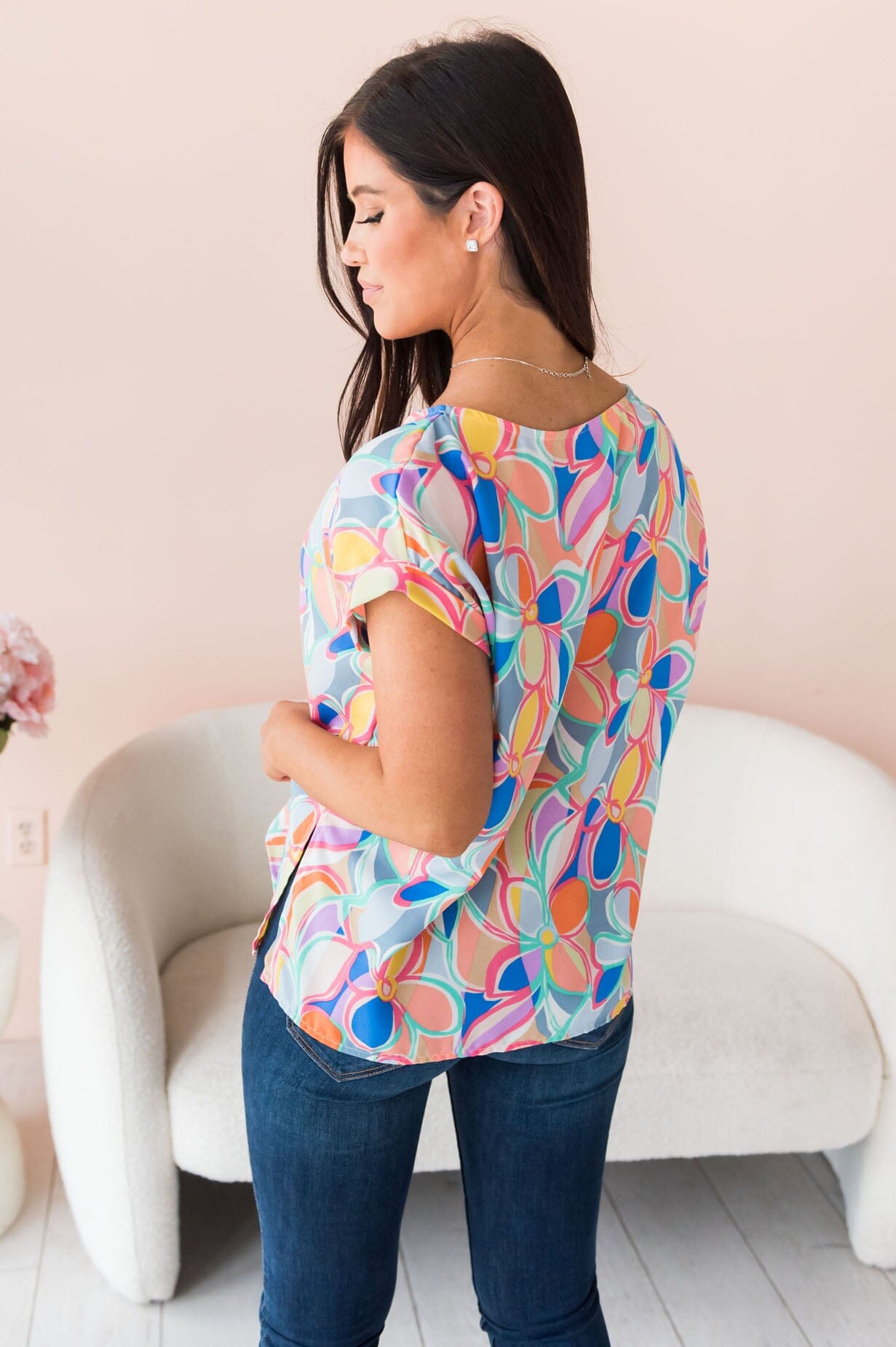 Pretty In Floral Modest Top Tops vendor-unknown 