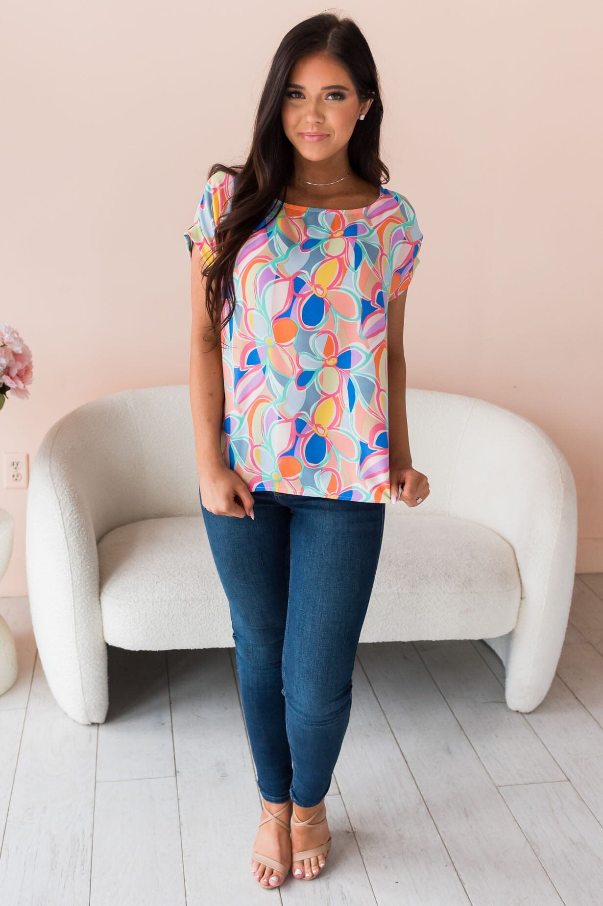 Pretty In Floral Modest Top Tops vendor-unknown 