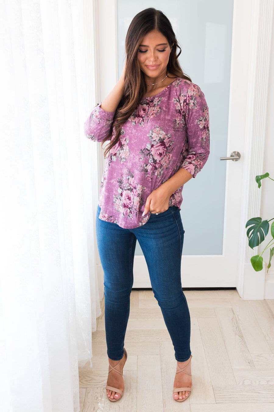 Highs and Lows Modest Floral Top
