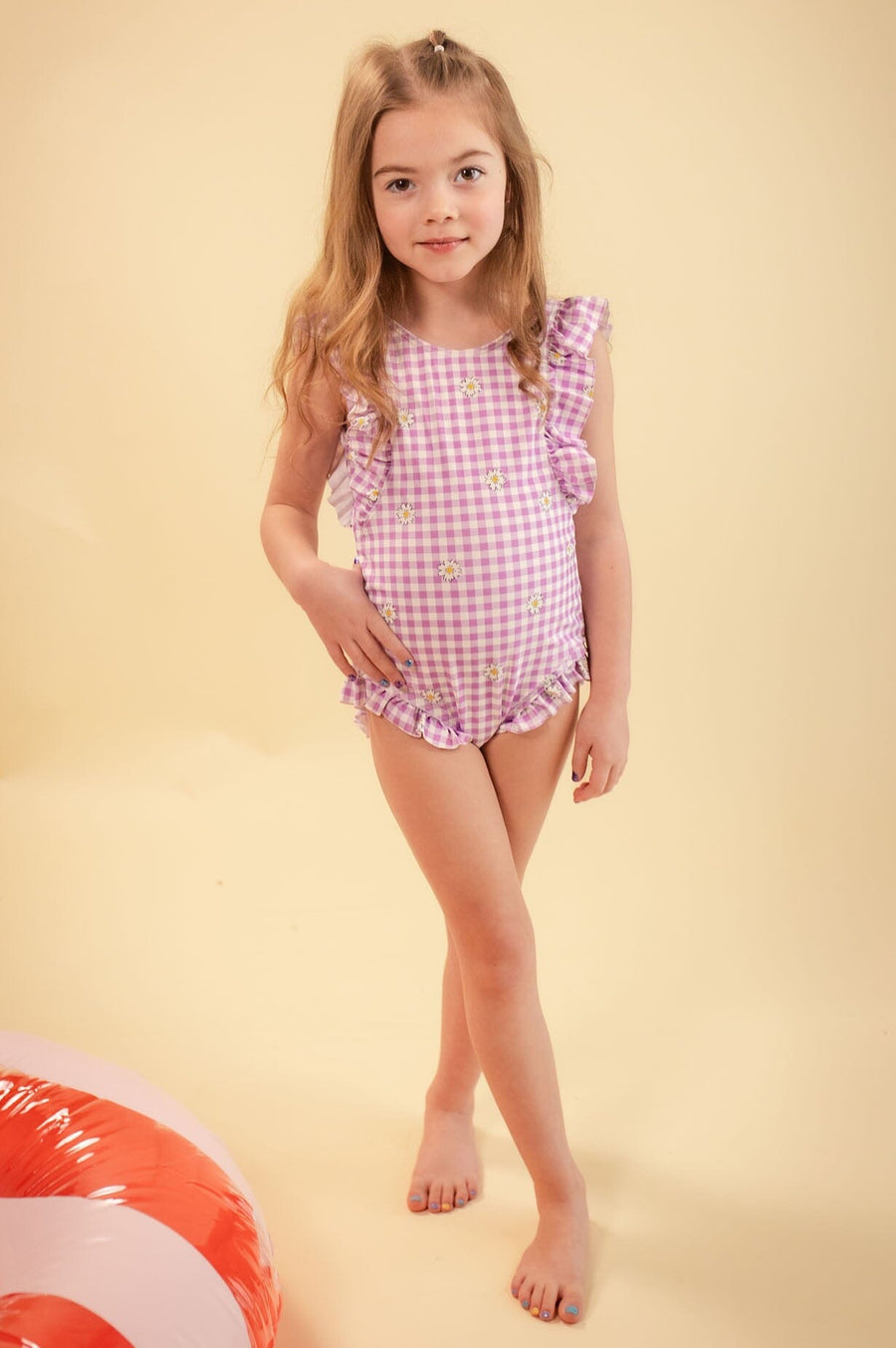 Little Gingham Daisies One Piece Modest Dresses vendor-unknown 