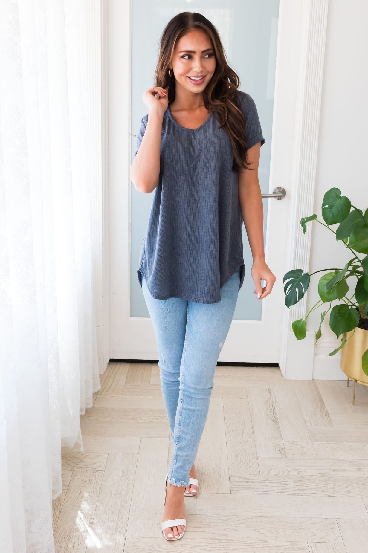 Your Favorite Ribbed Modest Tee NeeSee's Dresses 