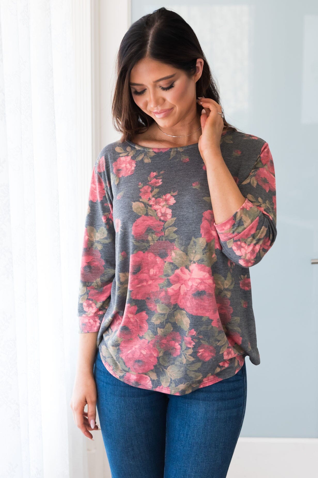 Be A Bold Beauty Modest Floral Top NeeSee's Dresses 