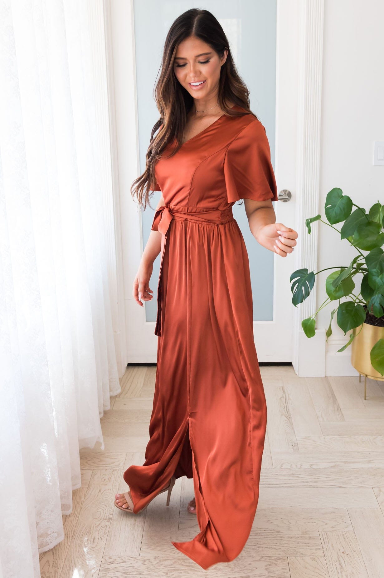 The Mabelyn Modest Satin Dress