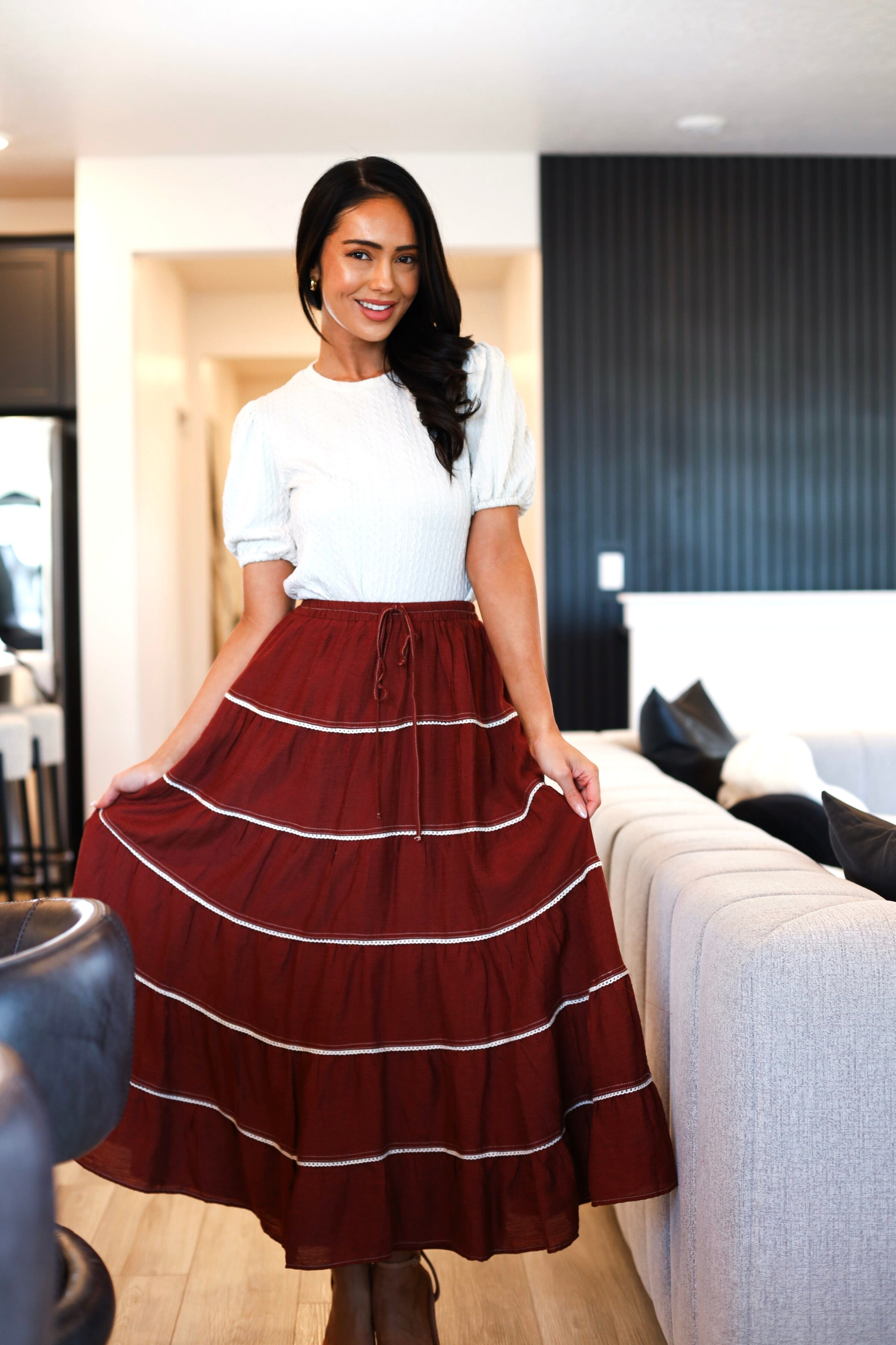 Heart Of Light Tiered Skirt Modest Dresses vendor-unknown 