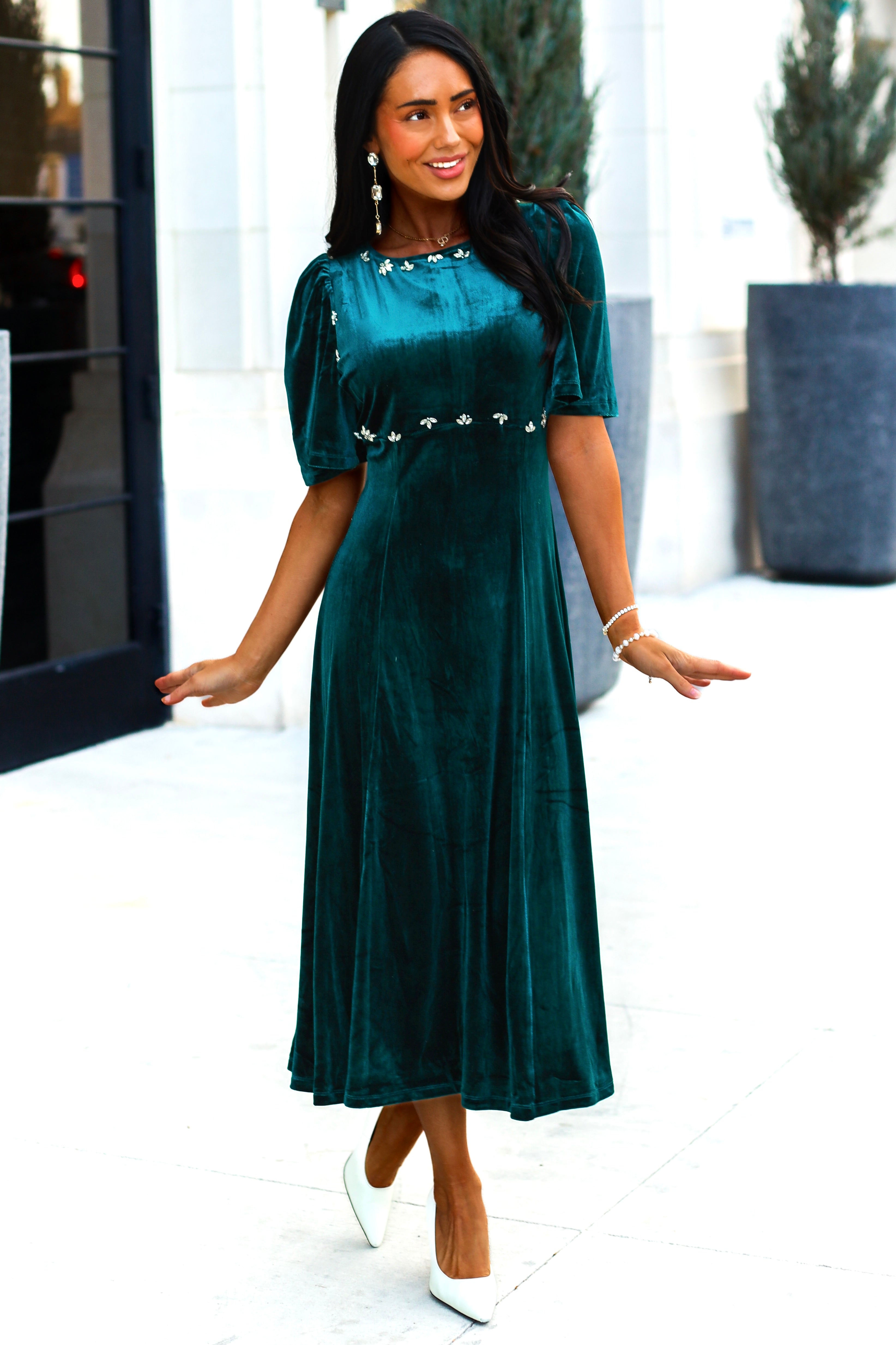 The Teale Modest Velvet Dress