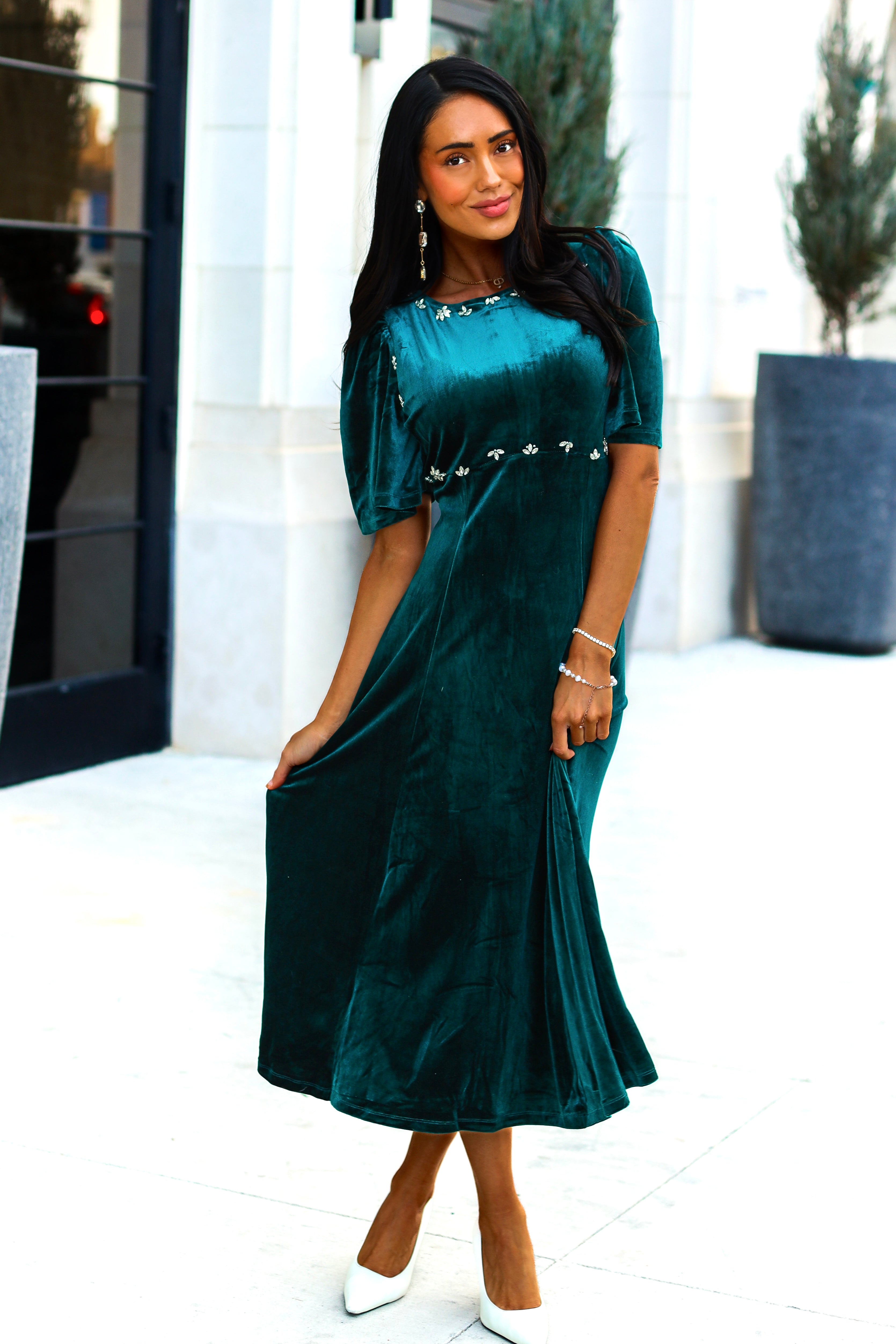 The Teale Modest Velvet Dress