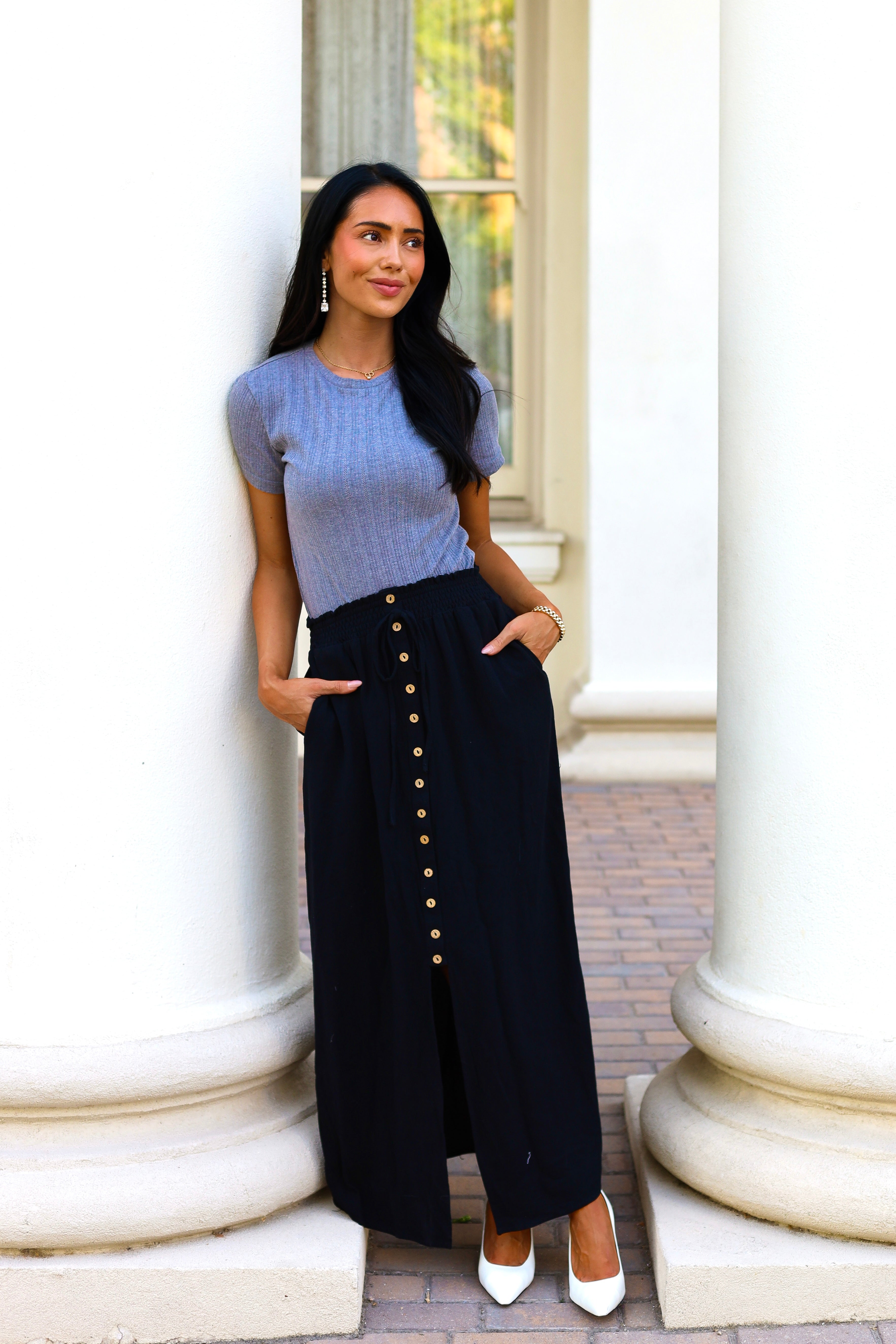 Must Have Button Front Maxi Skirt
