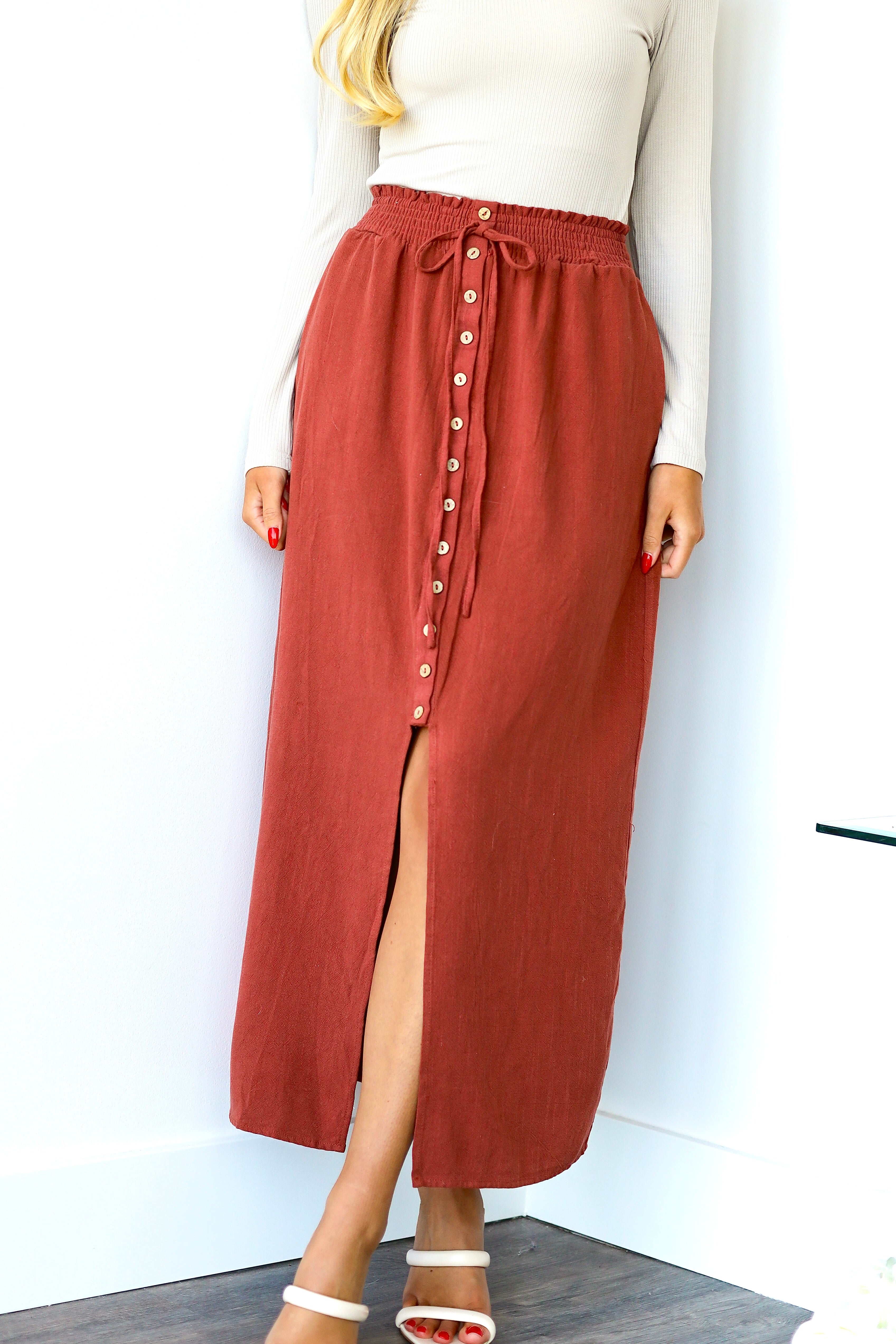 Must Have Button Front Maxi Skirt