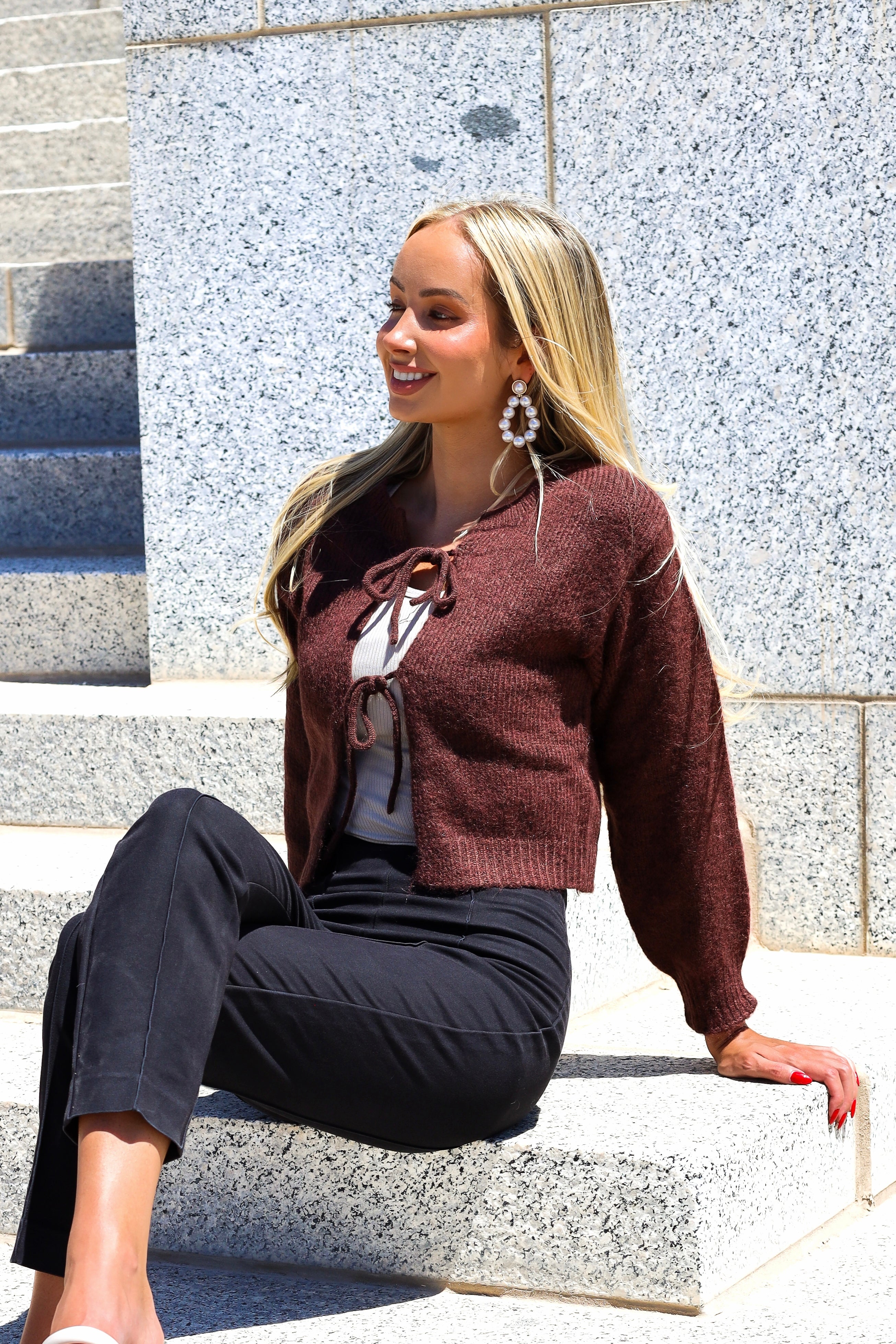 Bow Front Crop Sweater