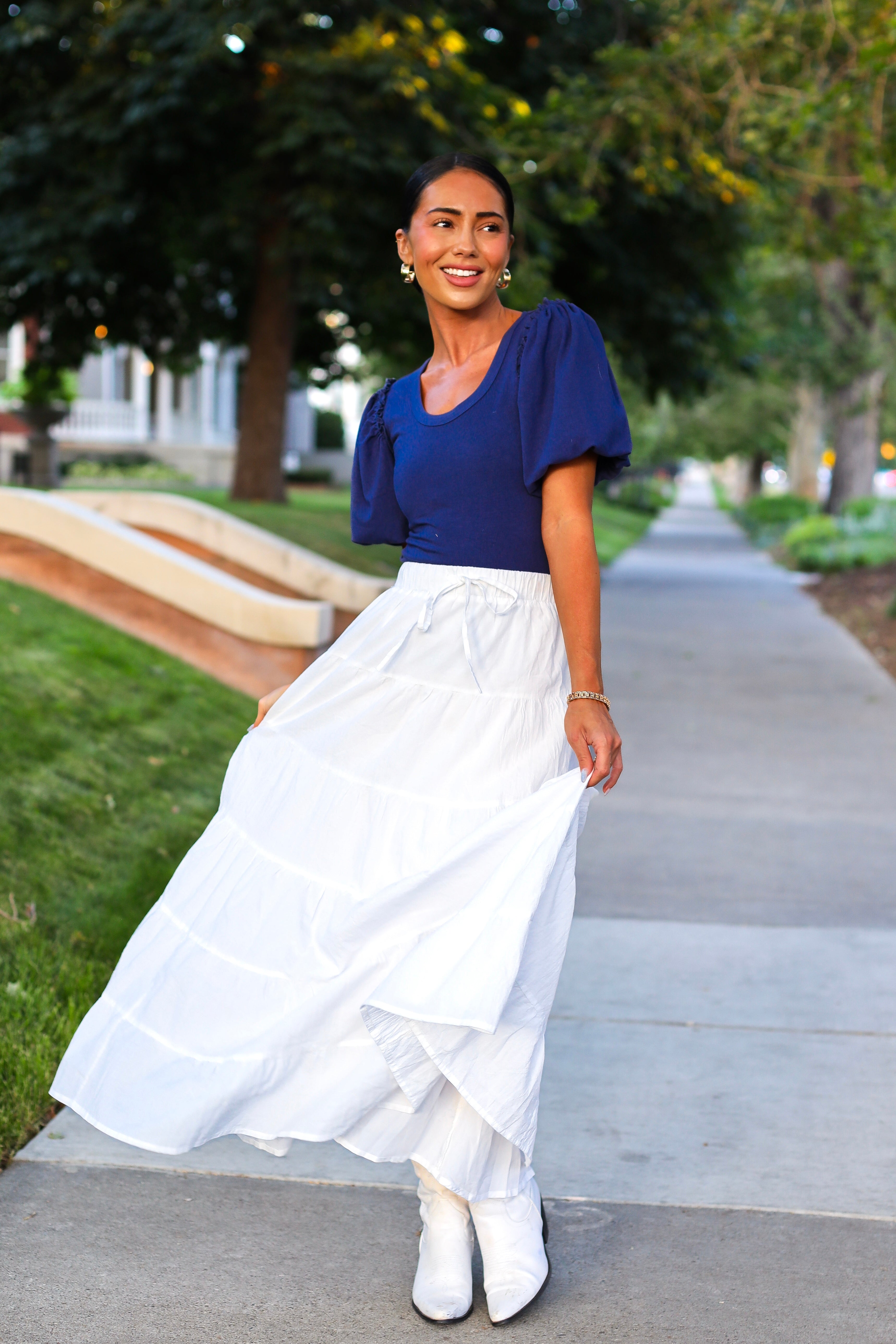 Drawstring Boho Maxi Skirt