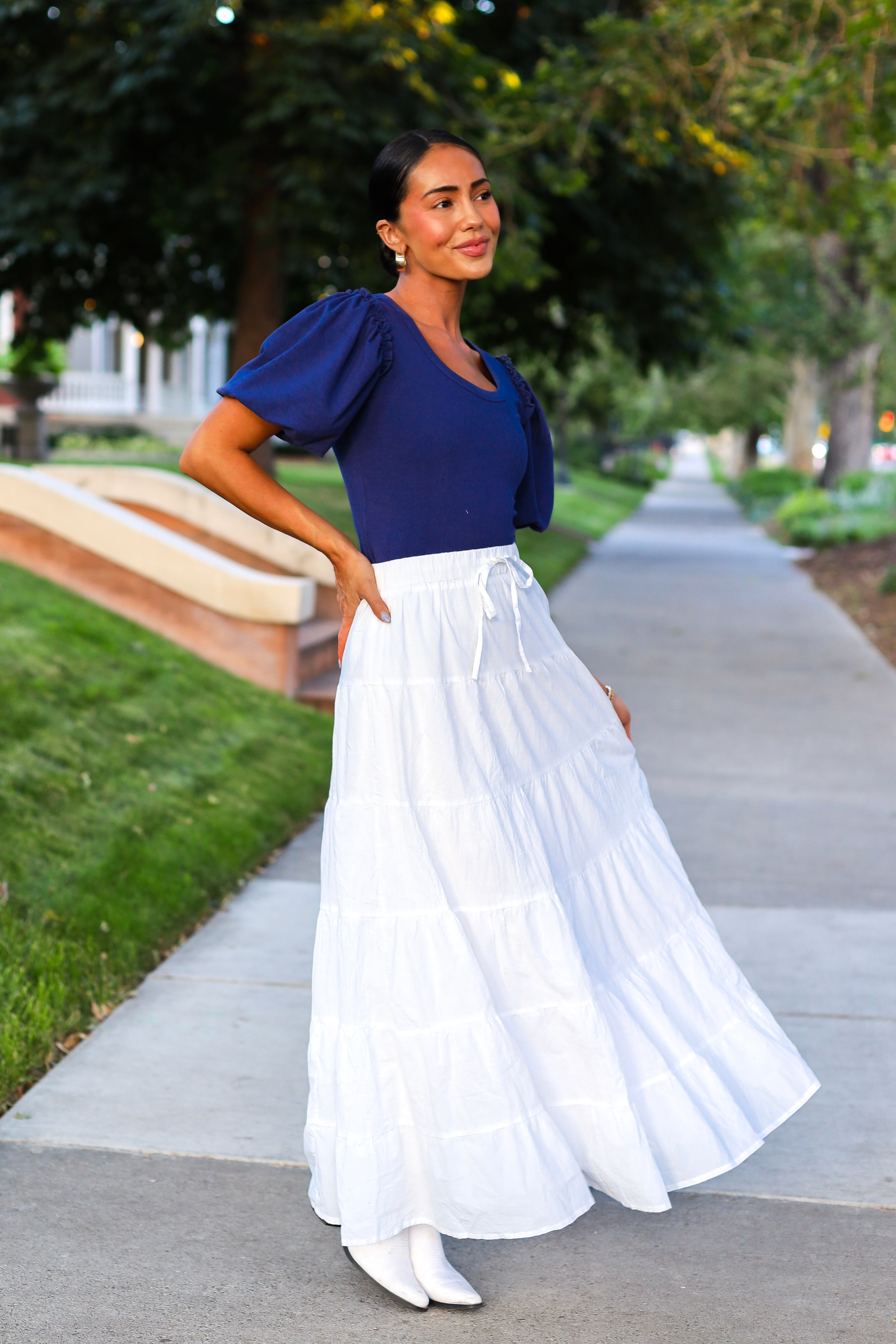 Drawstring Boho Maxi Skirt