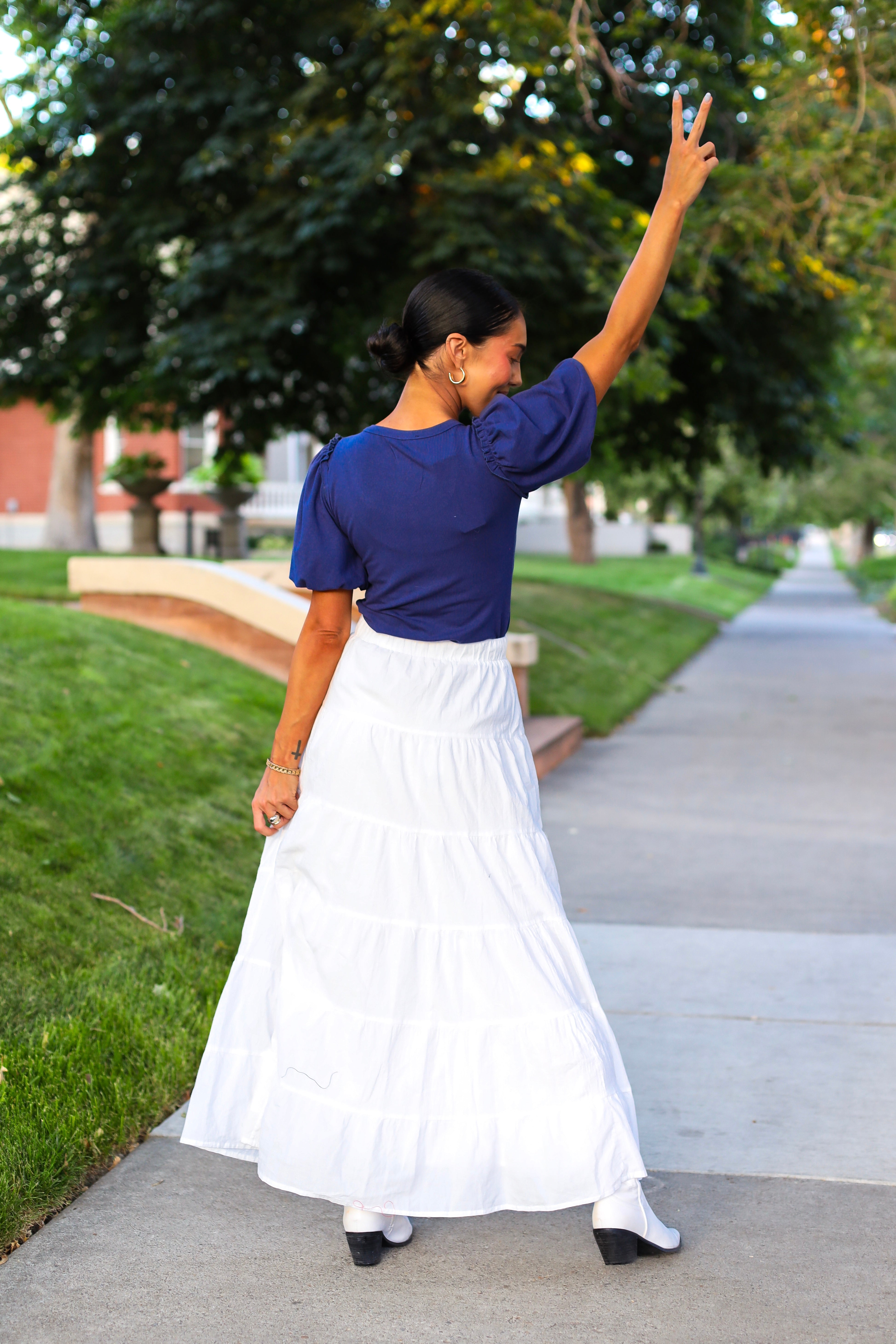 Drawstring Boho Maxi Skirt