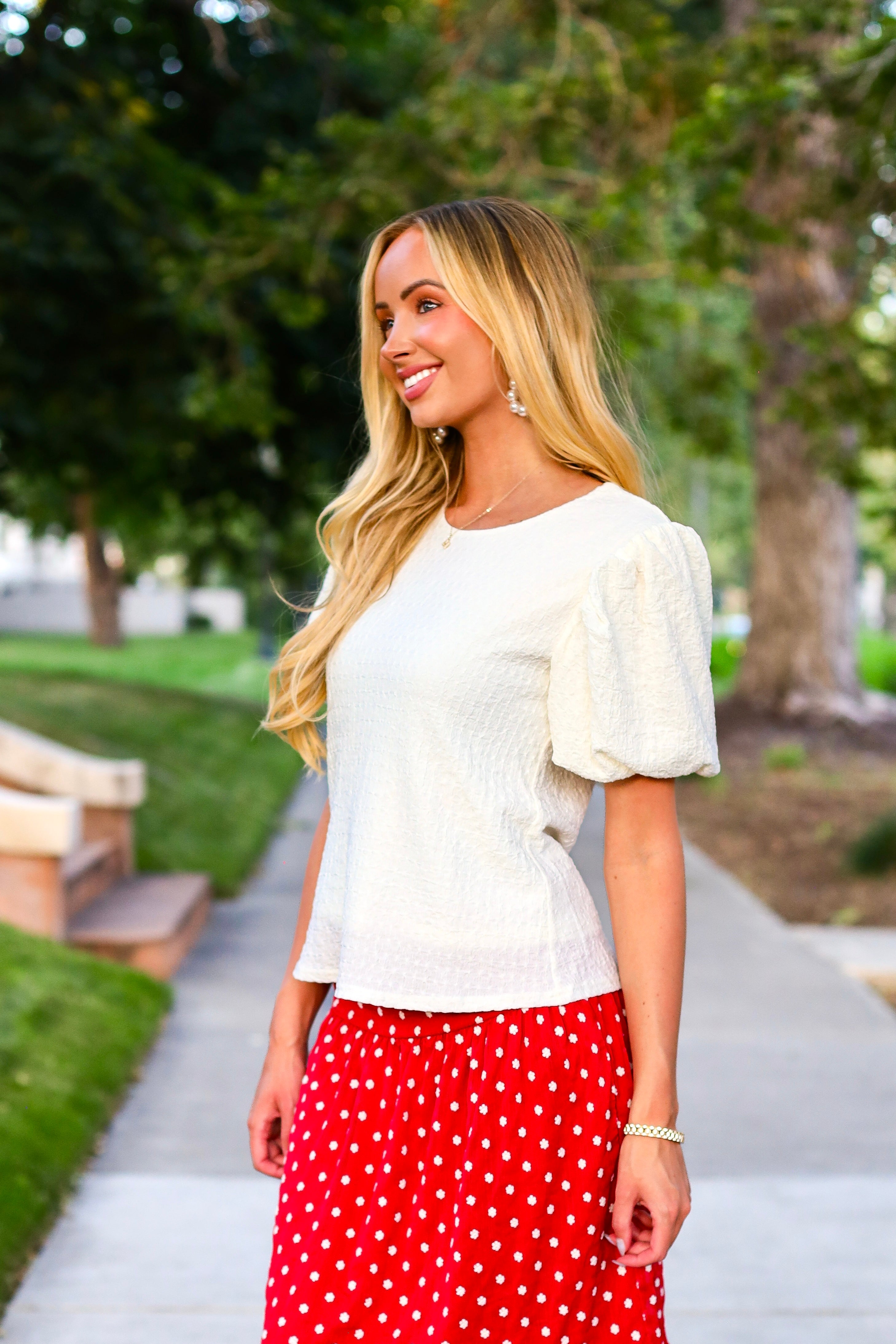 Textured Puff Sleeve Top