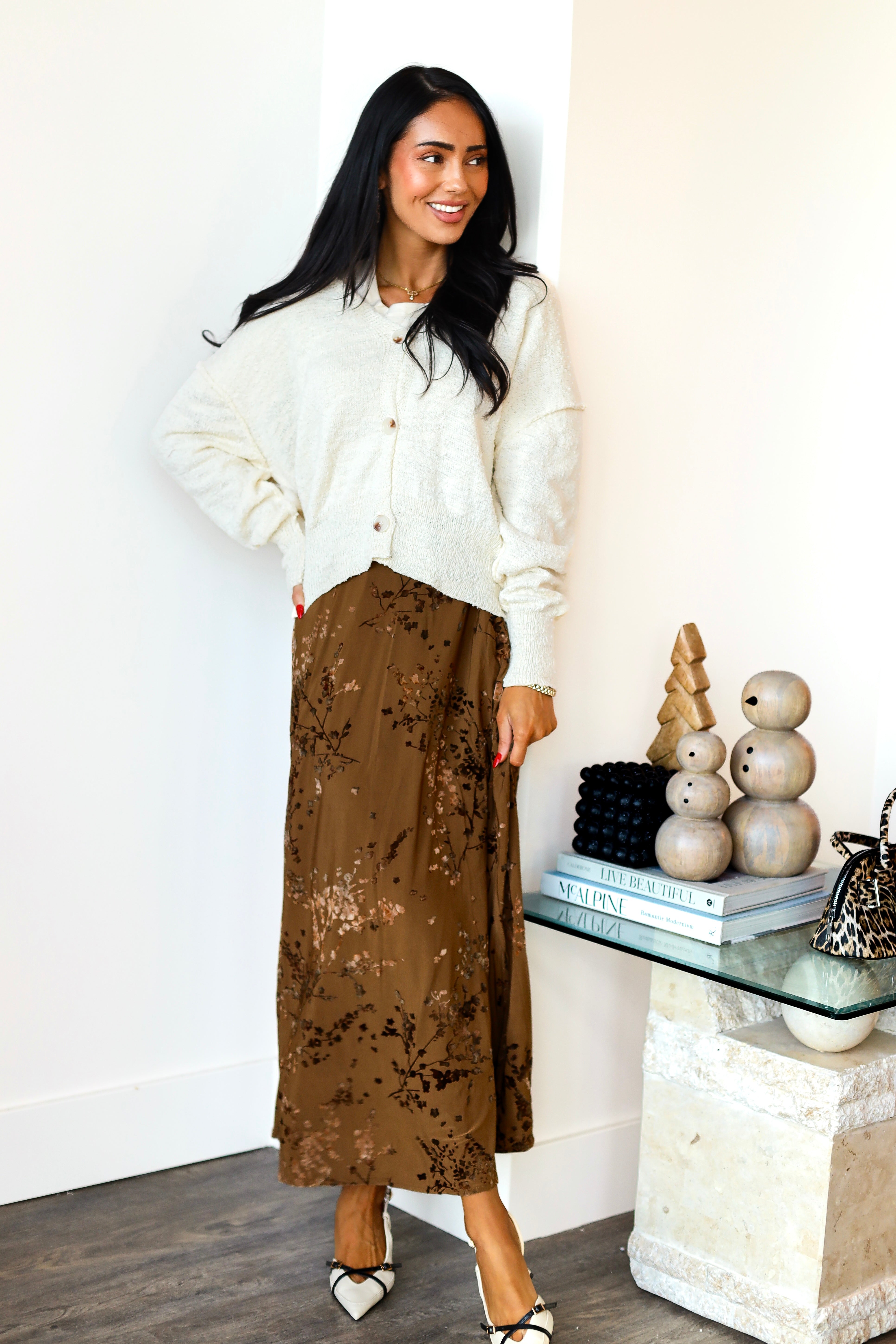 Button Front Drop Sleeve Cardigan