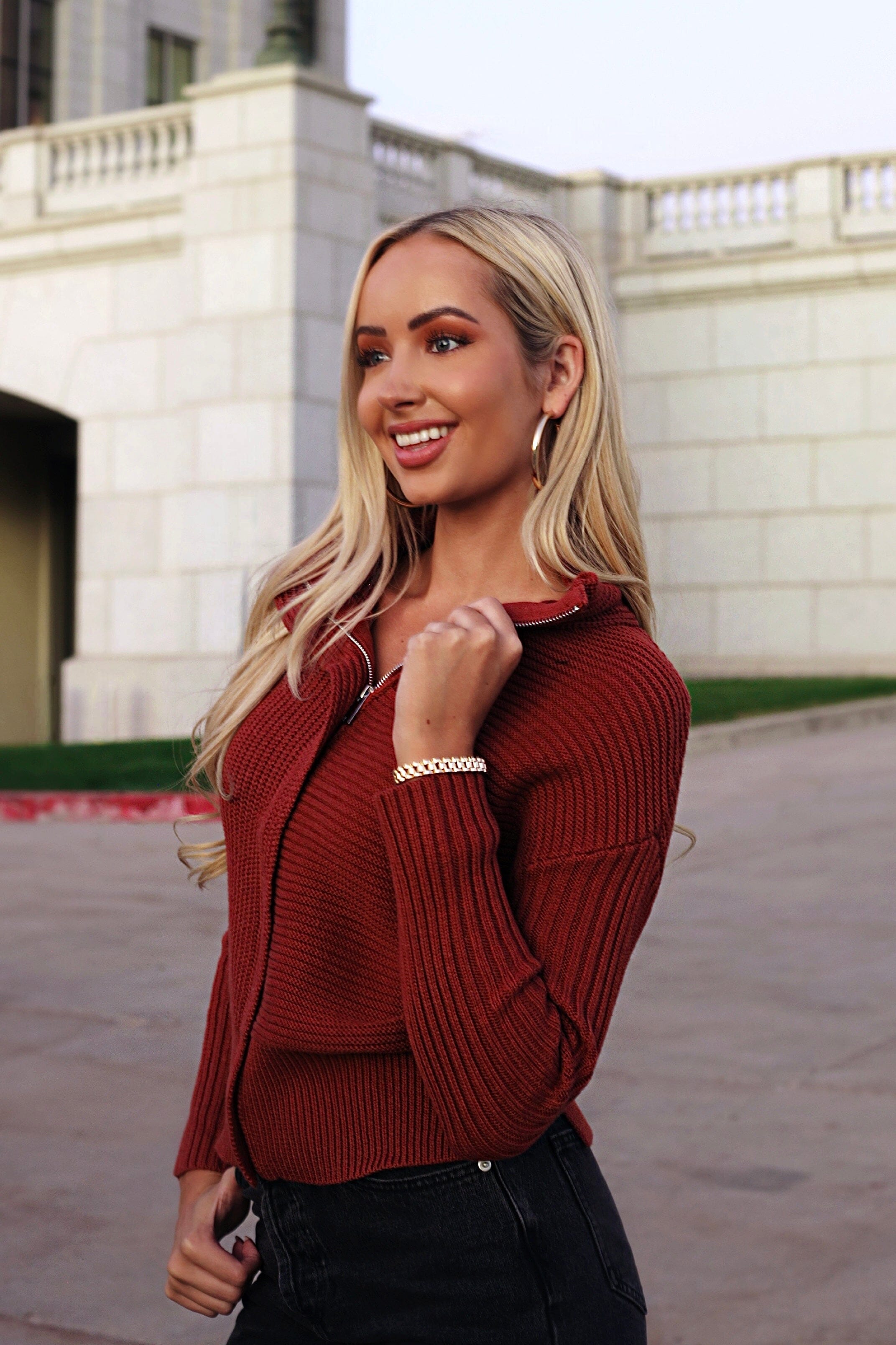 Cozy Season Zip Up Sweater Tops vendor-unknown 