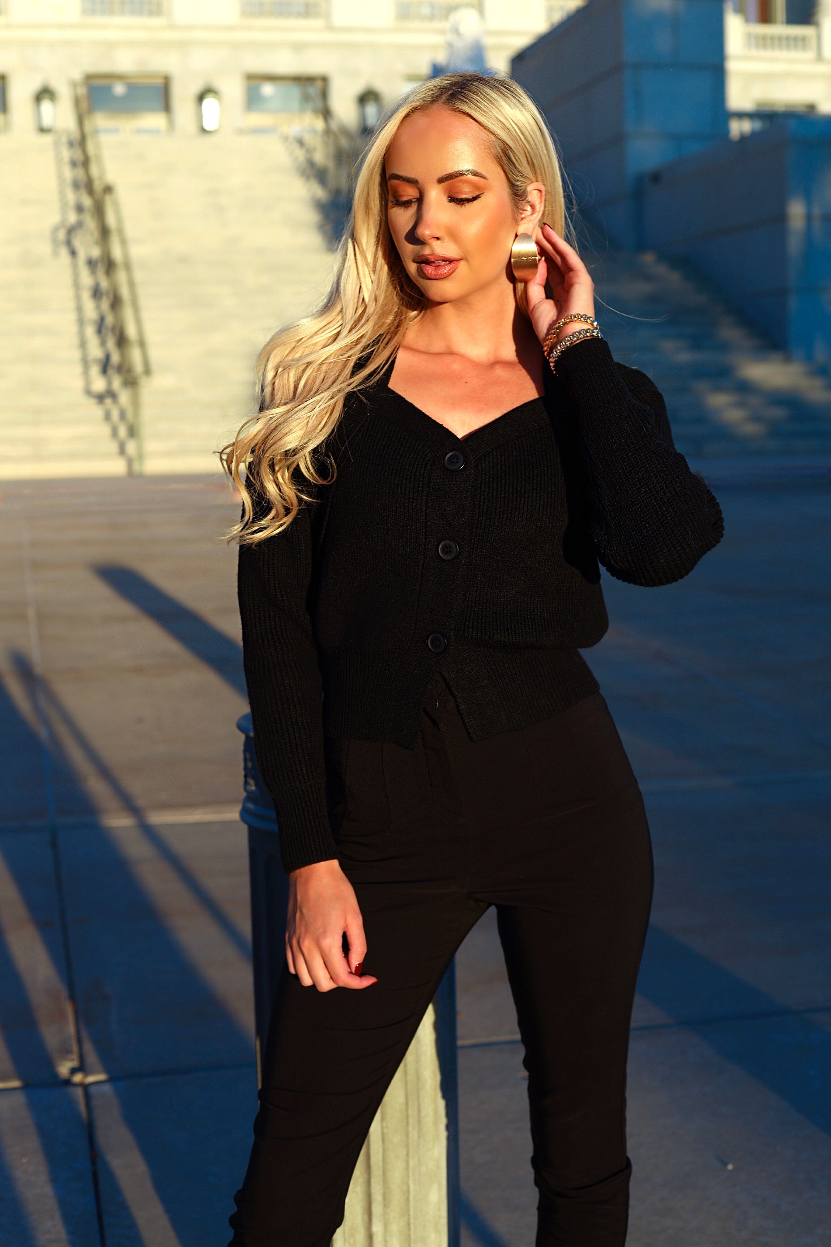 Sweetheart Button Cardigan Tops vendor-unknown 