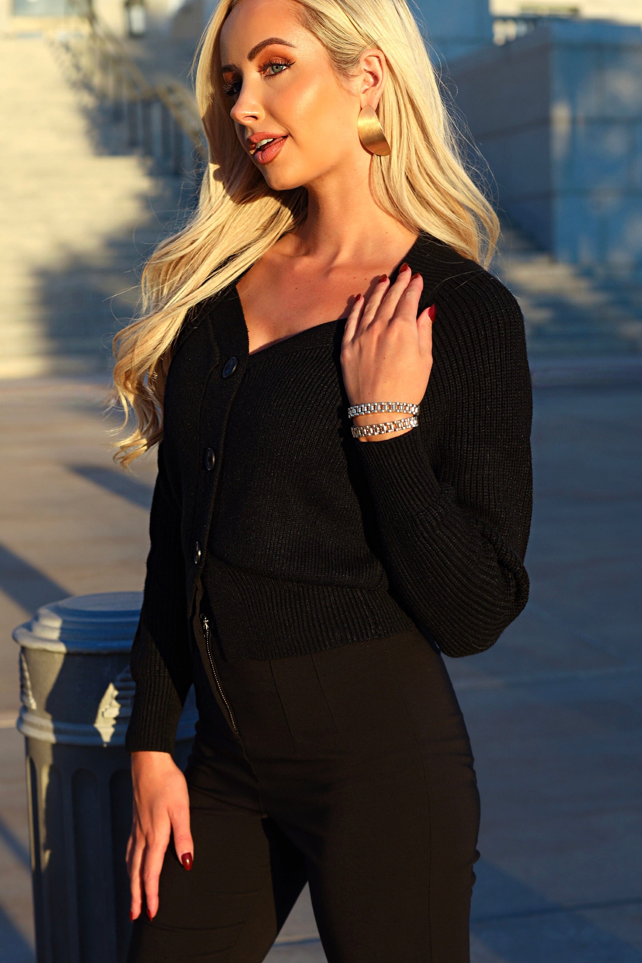 Sweetheart Button Cardigan Tops vendor-unknown 