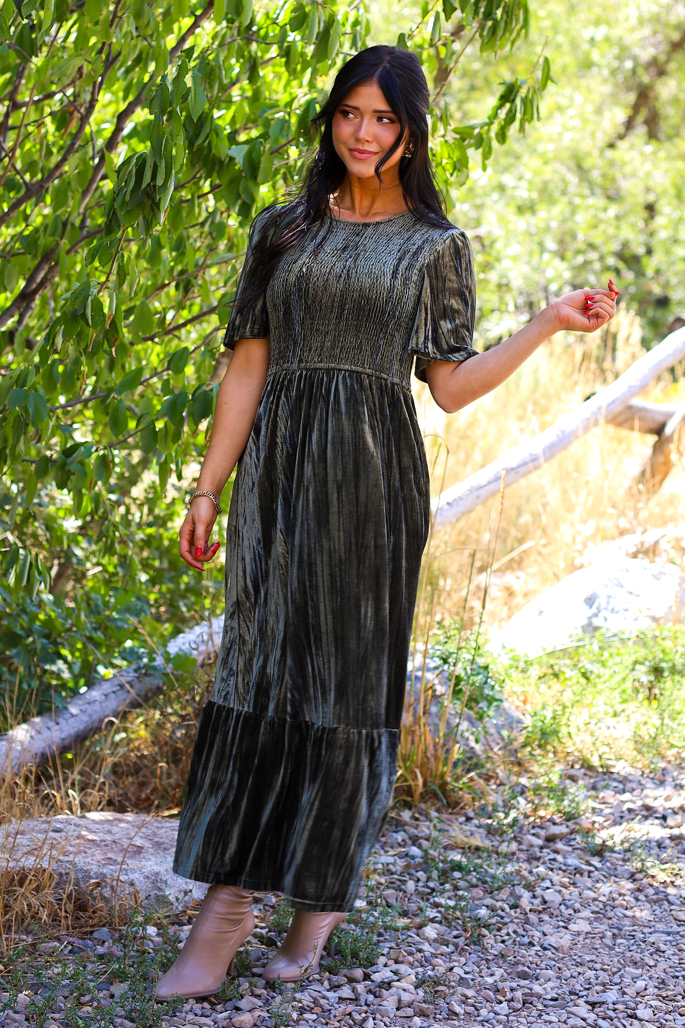 The Theresia Modest Velvet Dress