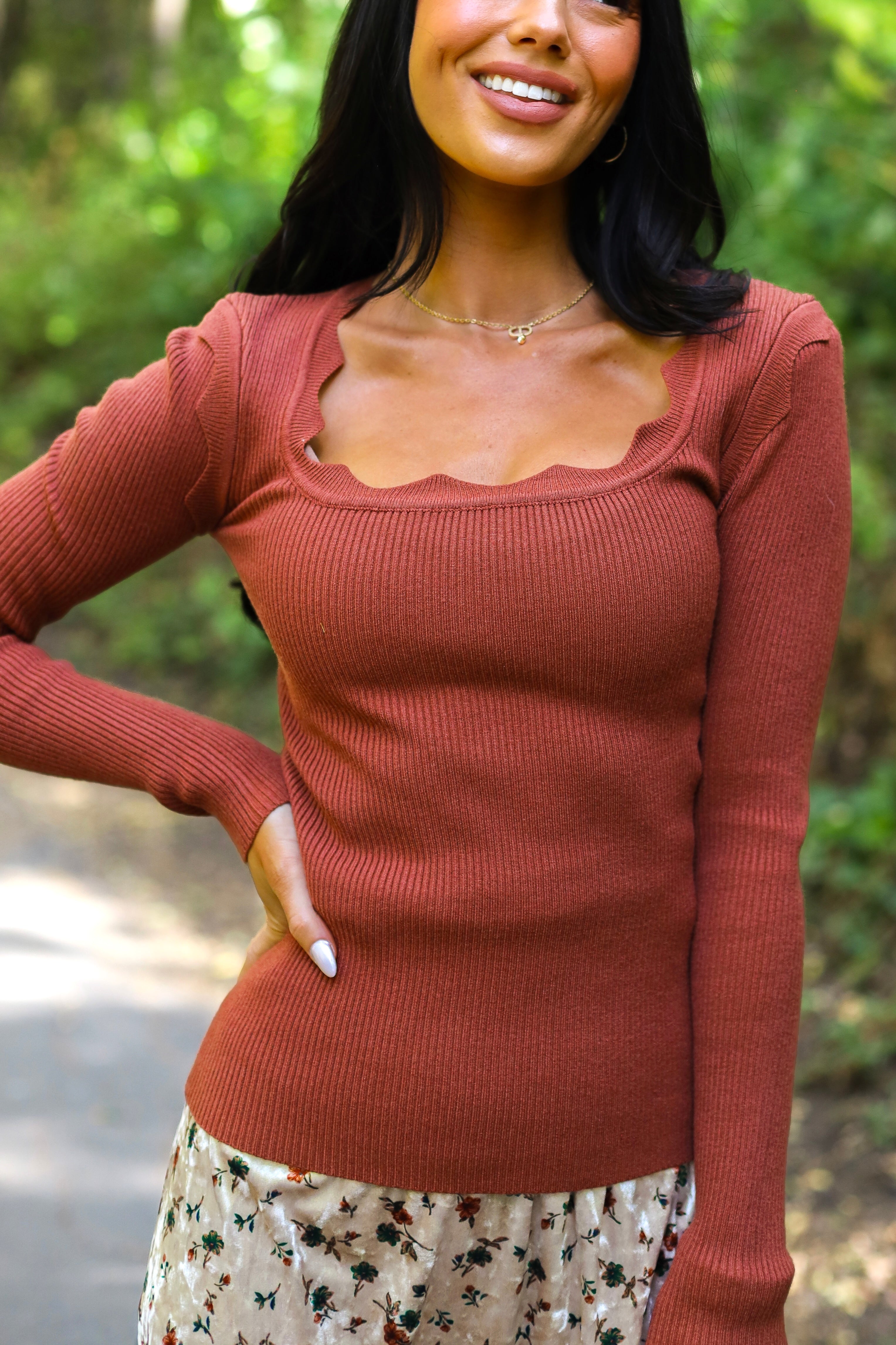 Scallop Long Sleeve Sweater