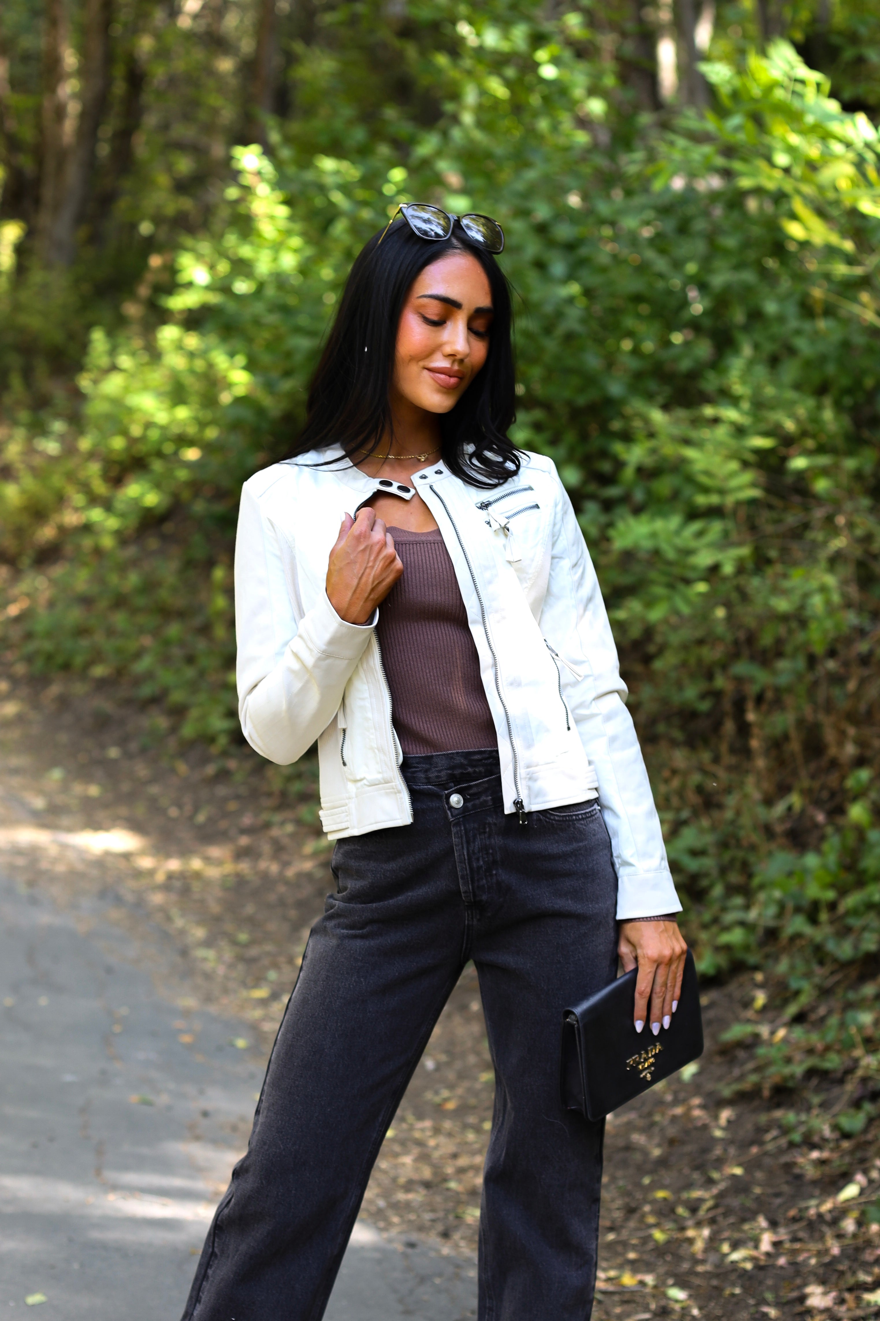 Catching Wishes Faux Leather Moto Jacket