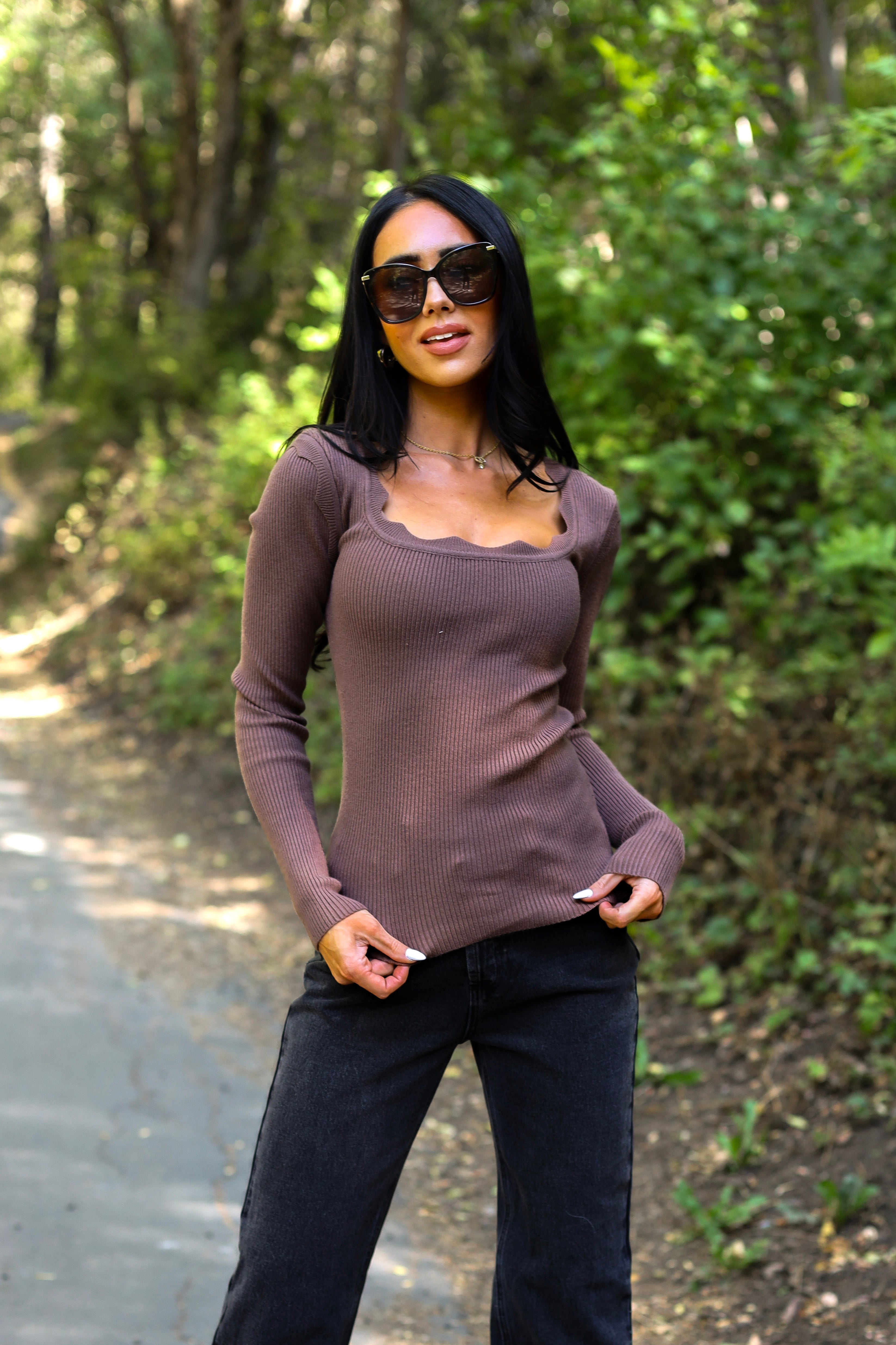 Scallop Long Sleeve Sweater