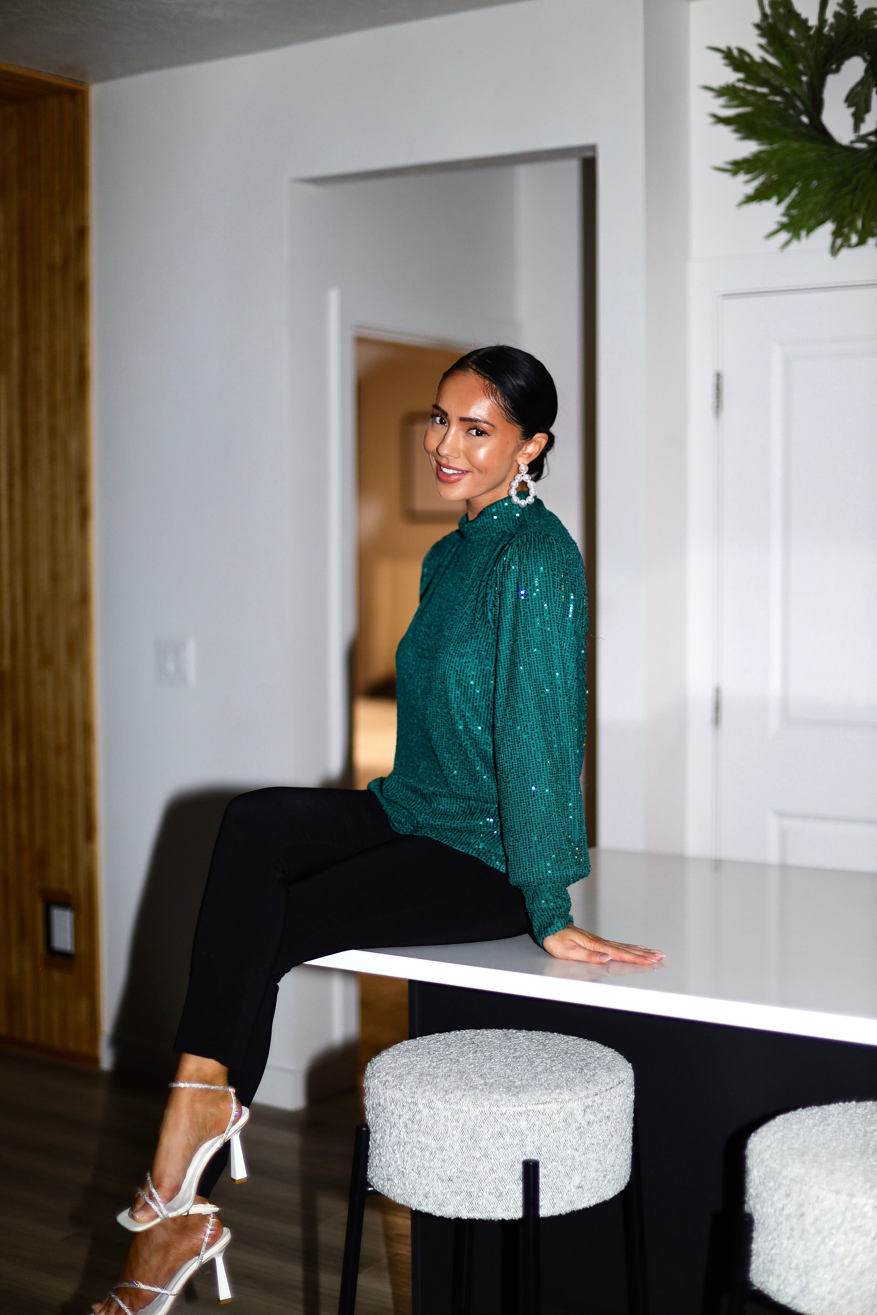 Party Ready Sequin Blouse Modest Dresses vendor-unknown 