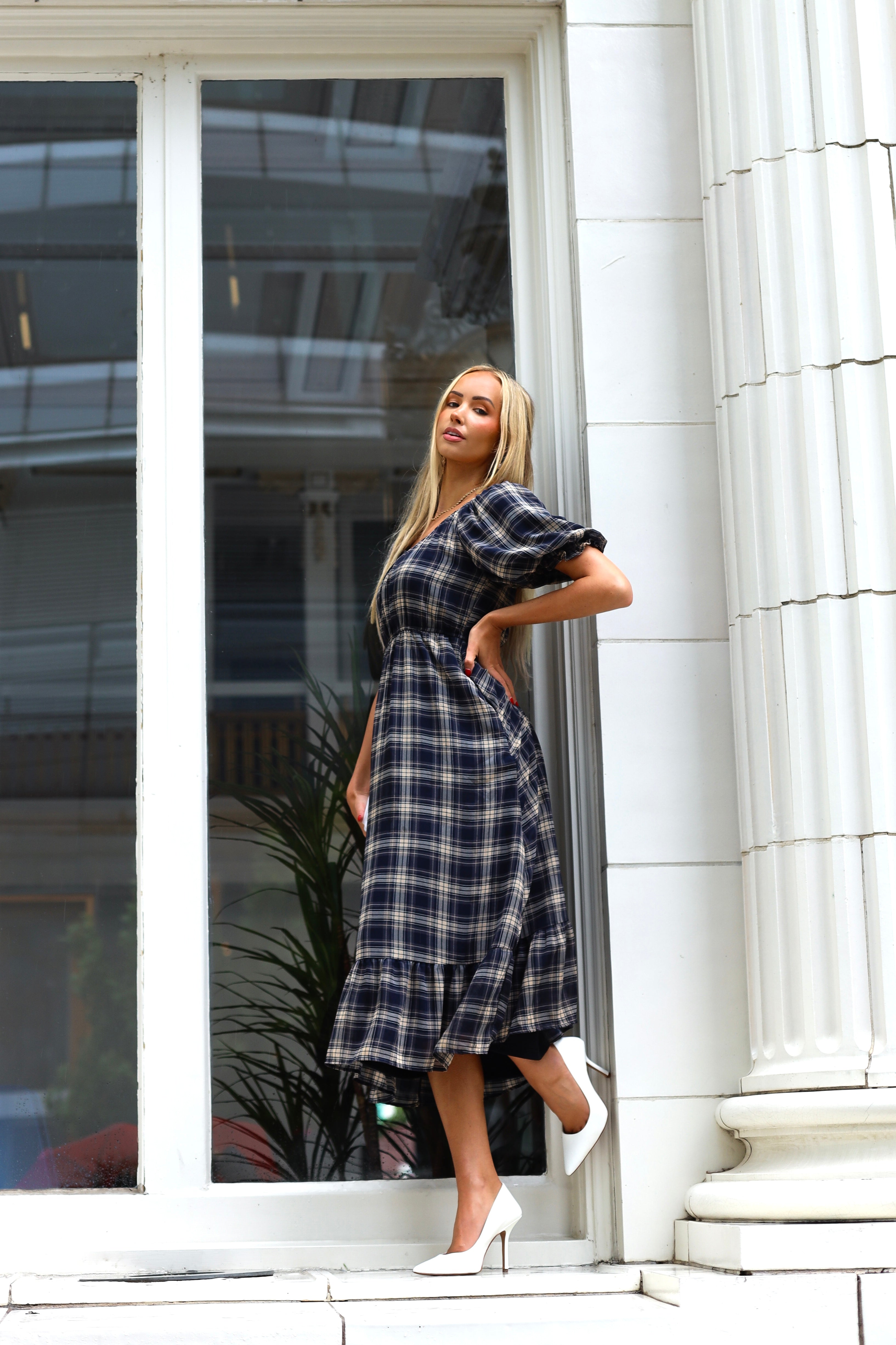 The Twila Modest Plaid Dress